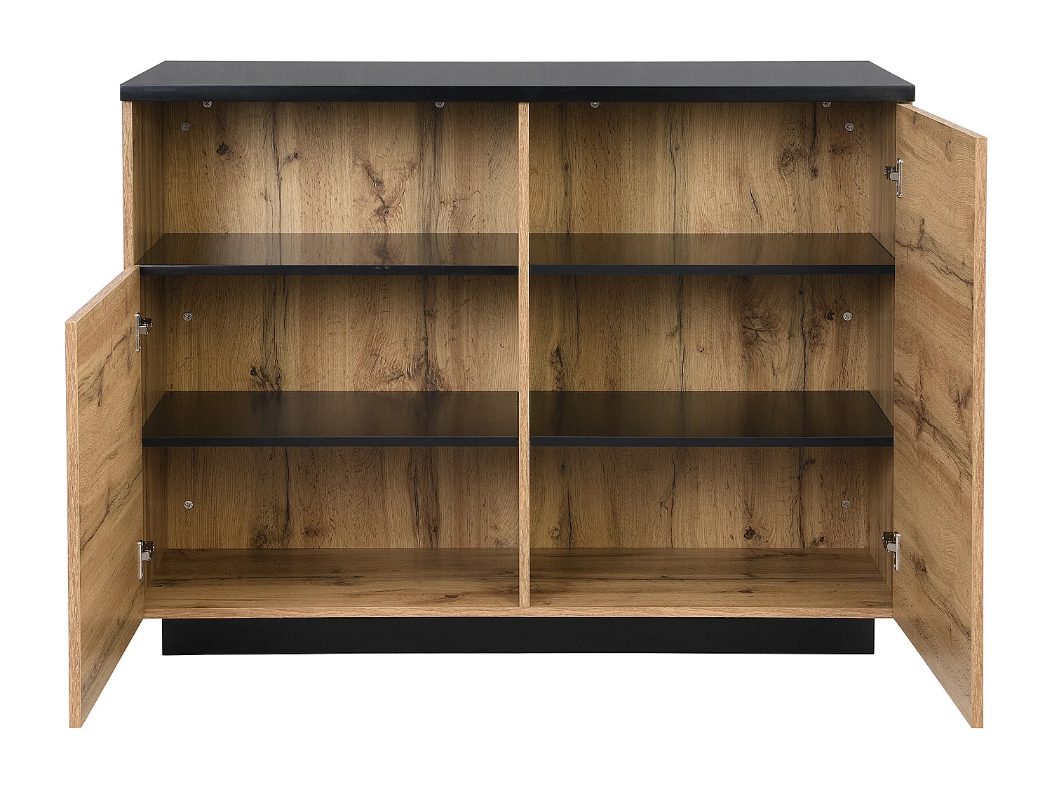 Centraal keukeneiland met 2 deuren en 1 nis van mdf - Naturel en zwart - CORELINA