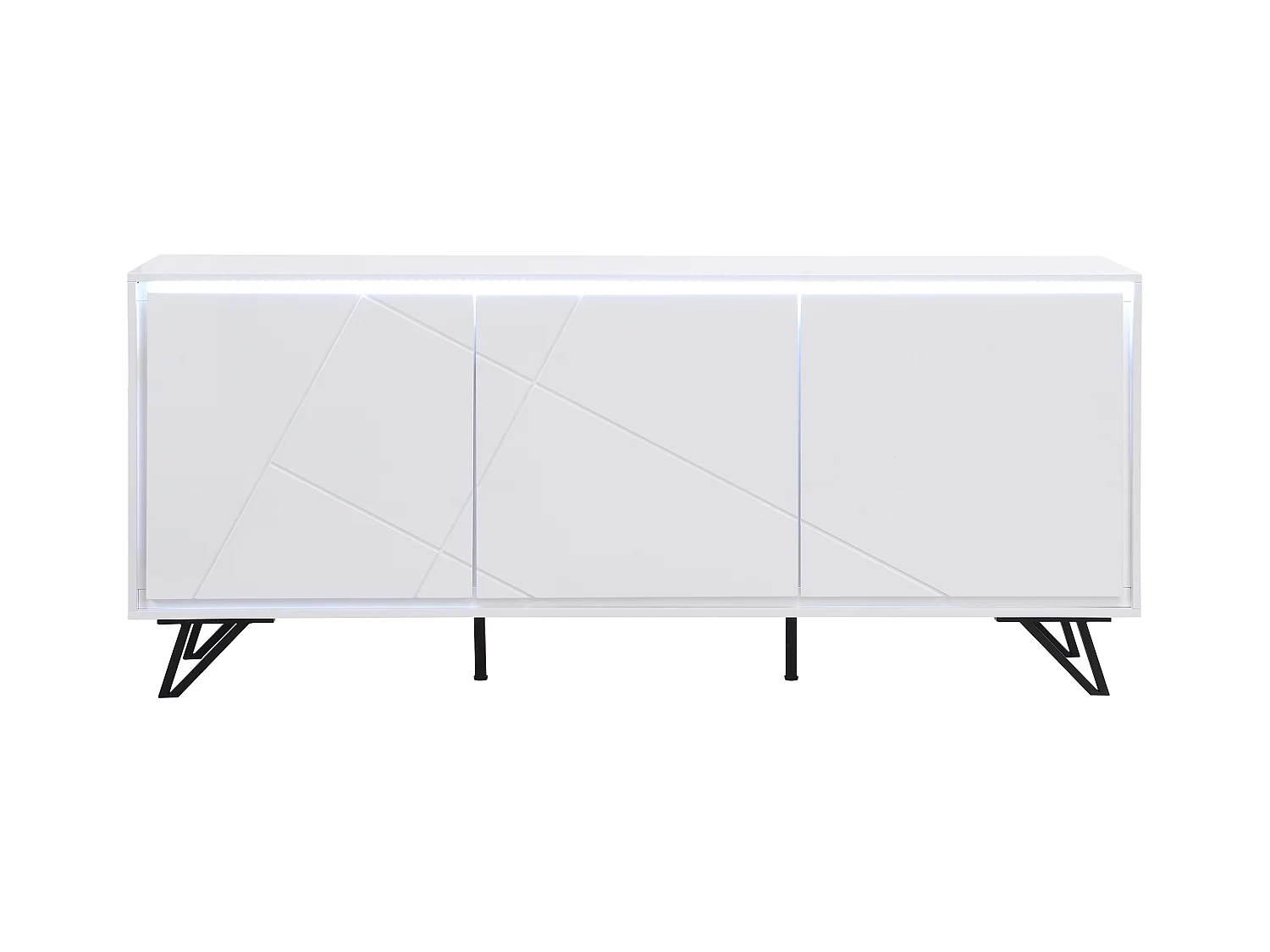 Aparador de 3 puertas con LEDs de MDF - Blanco lacado - SALIANO