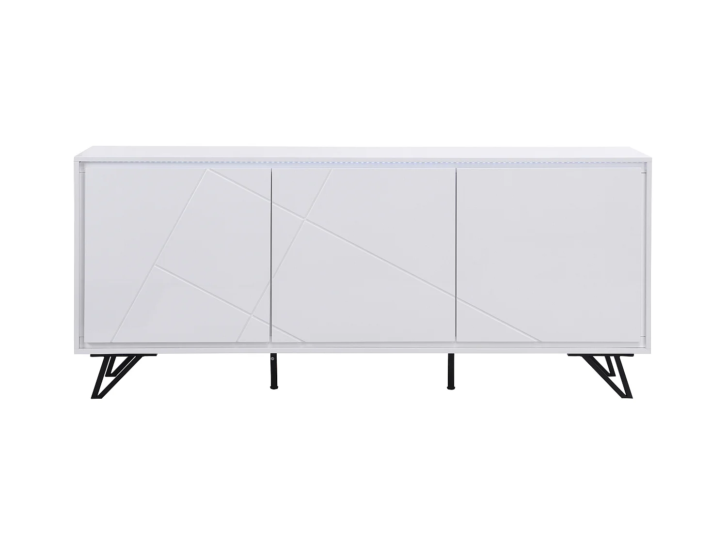 Aparador de 3 puertas con LEDs de MDF - Blanco lacado - SALIANO