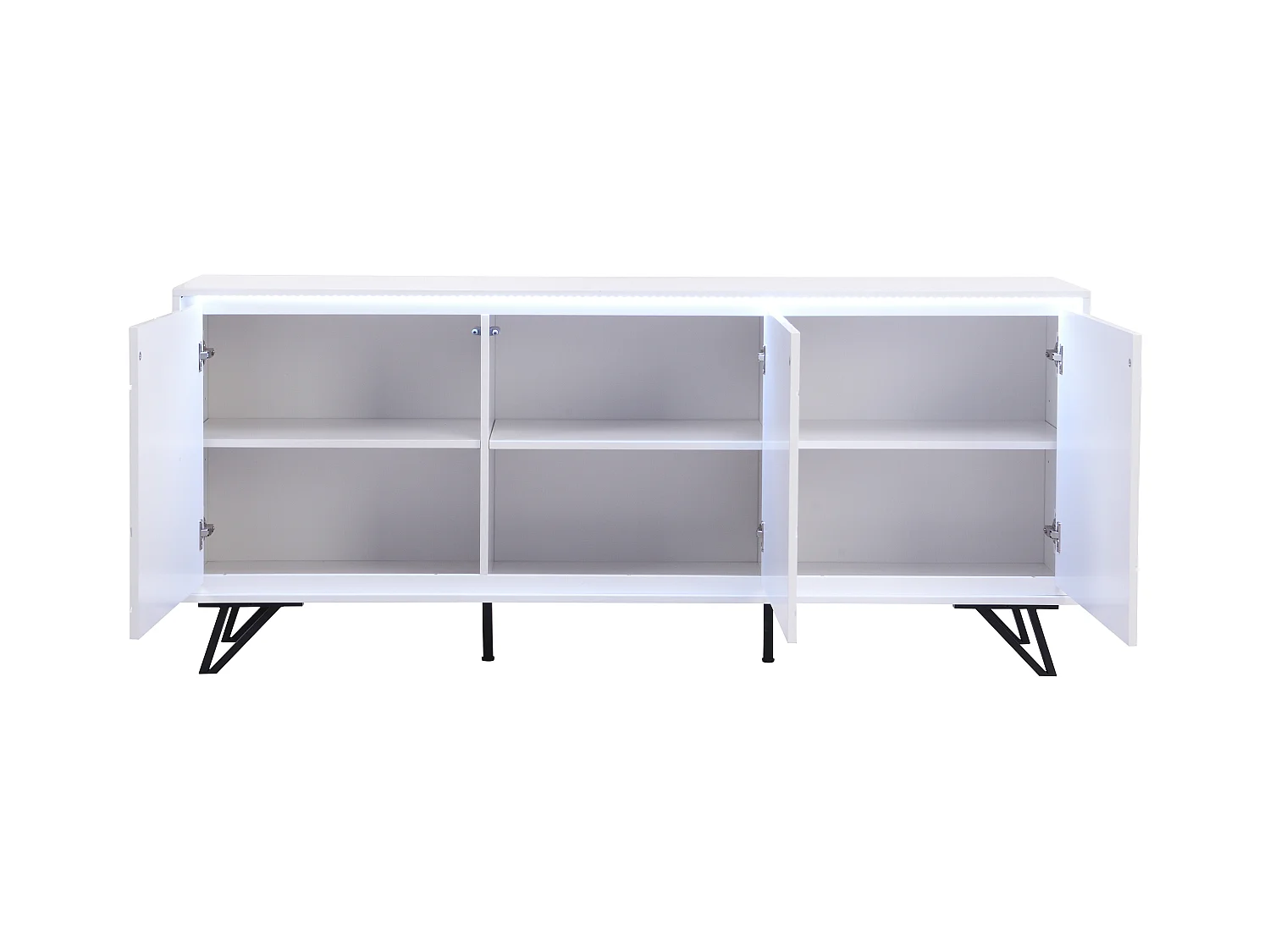 Aparador de 3 puertas con LEDs de MDF - Blanco lacado - SALIANO