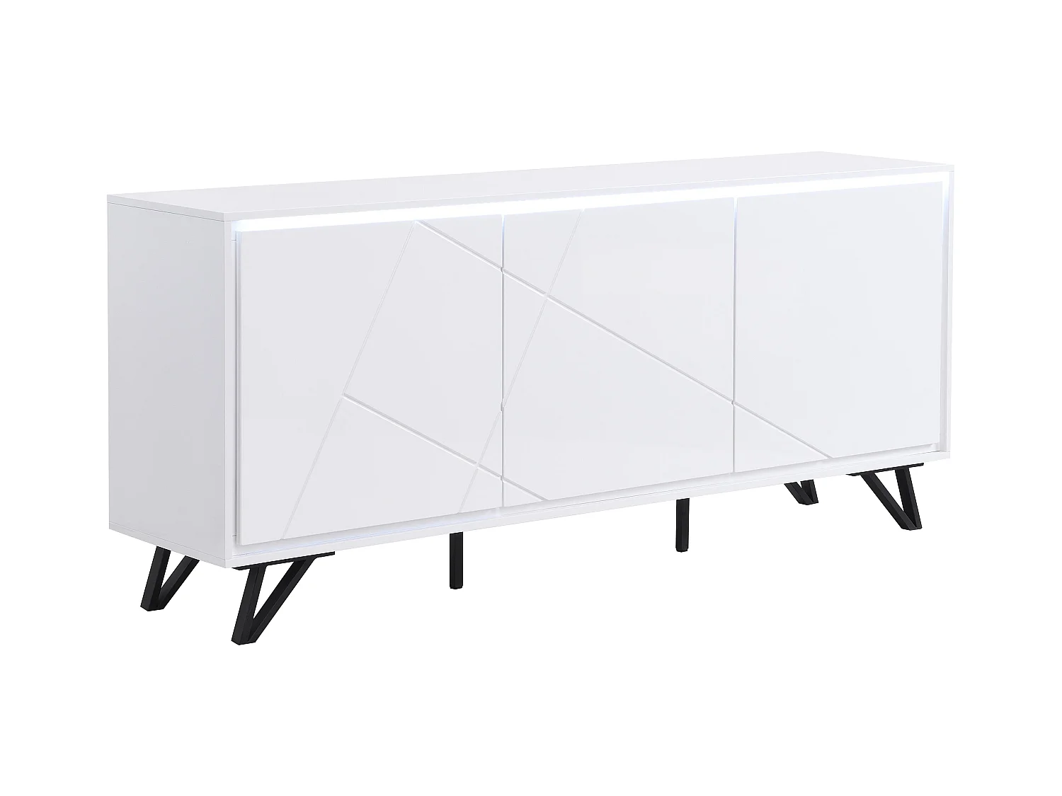 Aparador de 3 puertas con LEDs de MDF - Blanco lacado - SALIANO