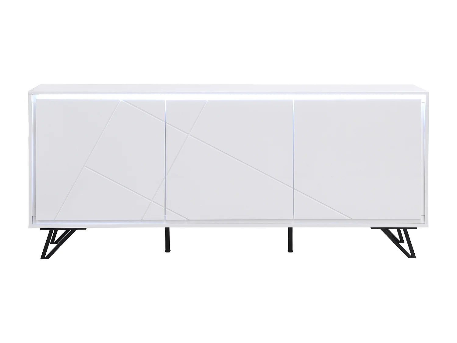 Buffet 3 portes med LEDs i MDF - Hvid højglans - SALIANO