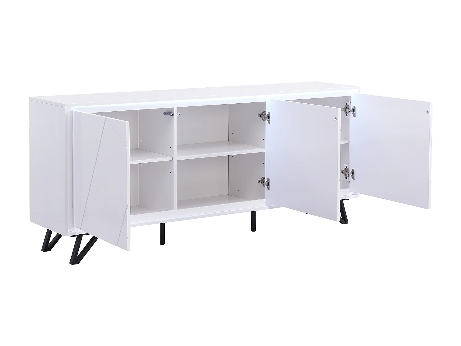 Buffet 3 portes med LEDs i MDF - Hvid højglans - SALIANO