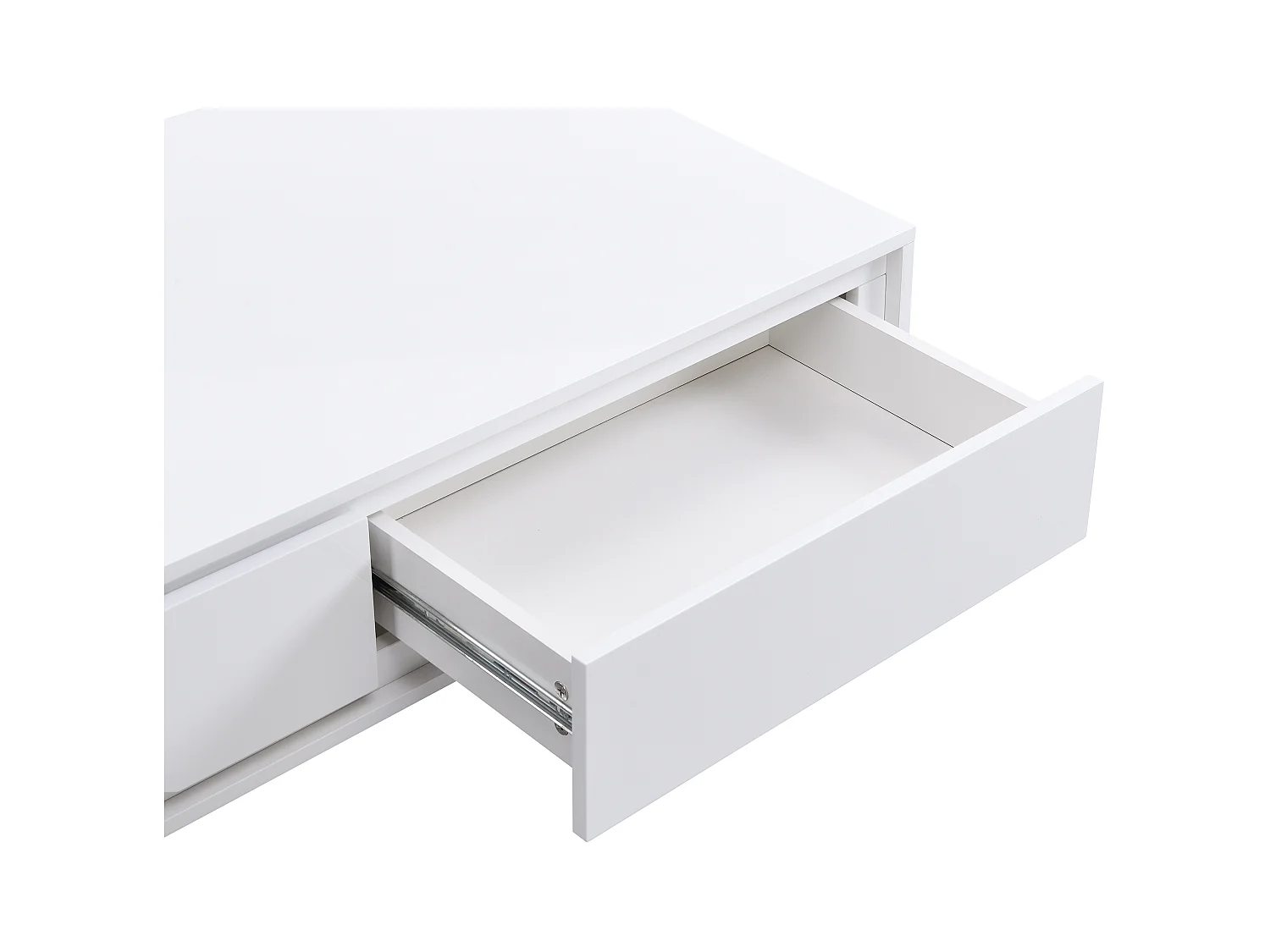 Couchtisch mit 2 Schubladen & LED-Beleuchtung aus MDF - Weiß lackiert - SALIANO