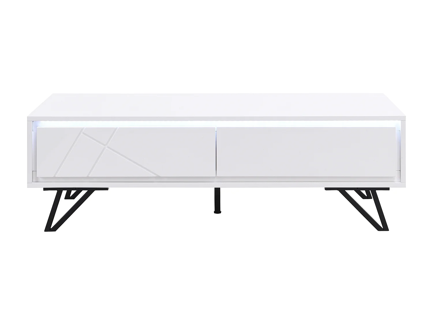 Salontafel met 2 lades met ledverlichting van mdf - Wit gelakt - SALIANO