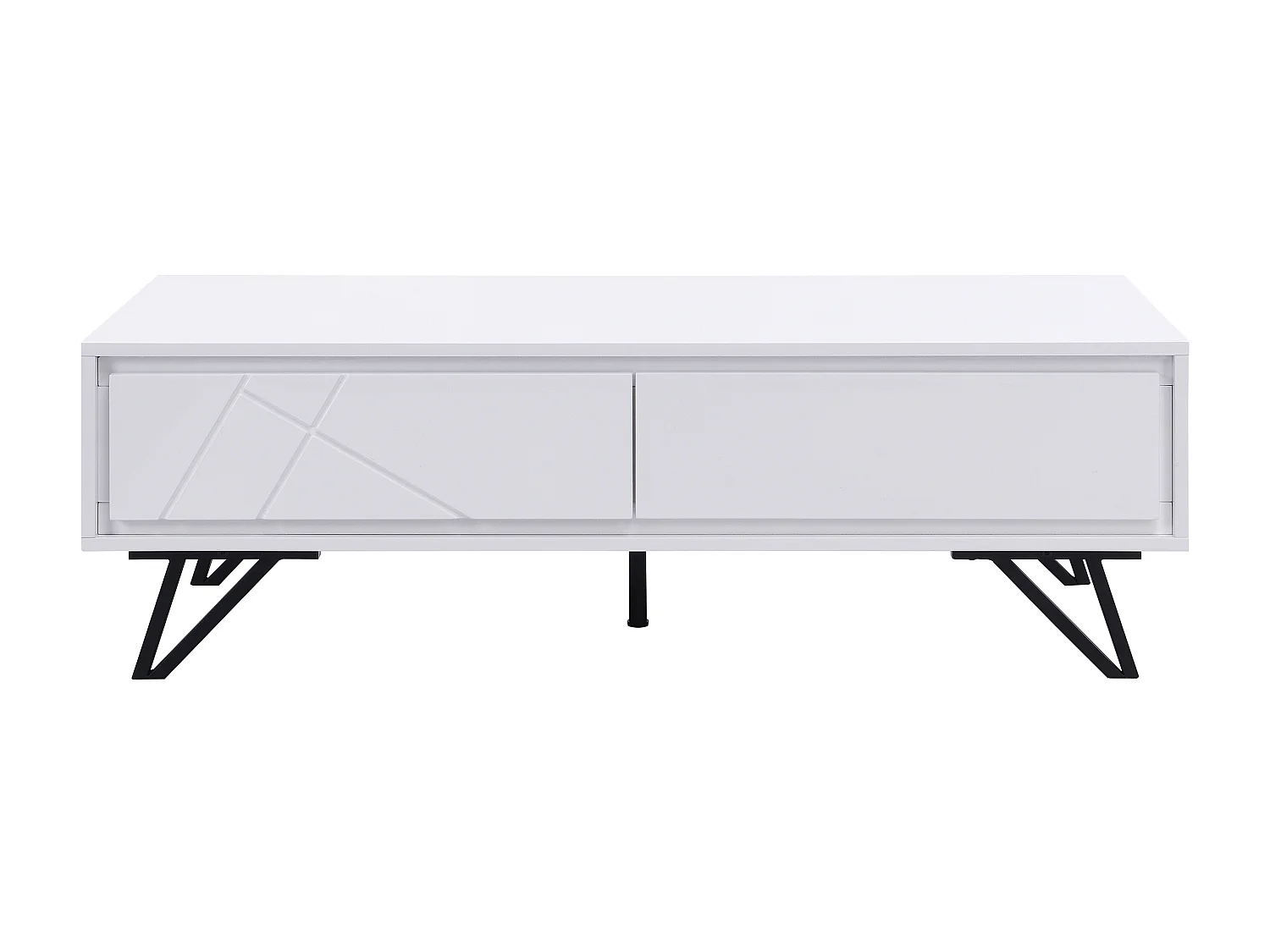 Salontafel met 2 lades met ledverlichting van mdf - Wit gelakt - SALIANO