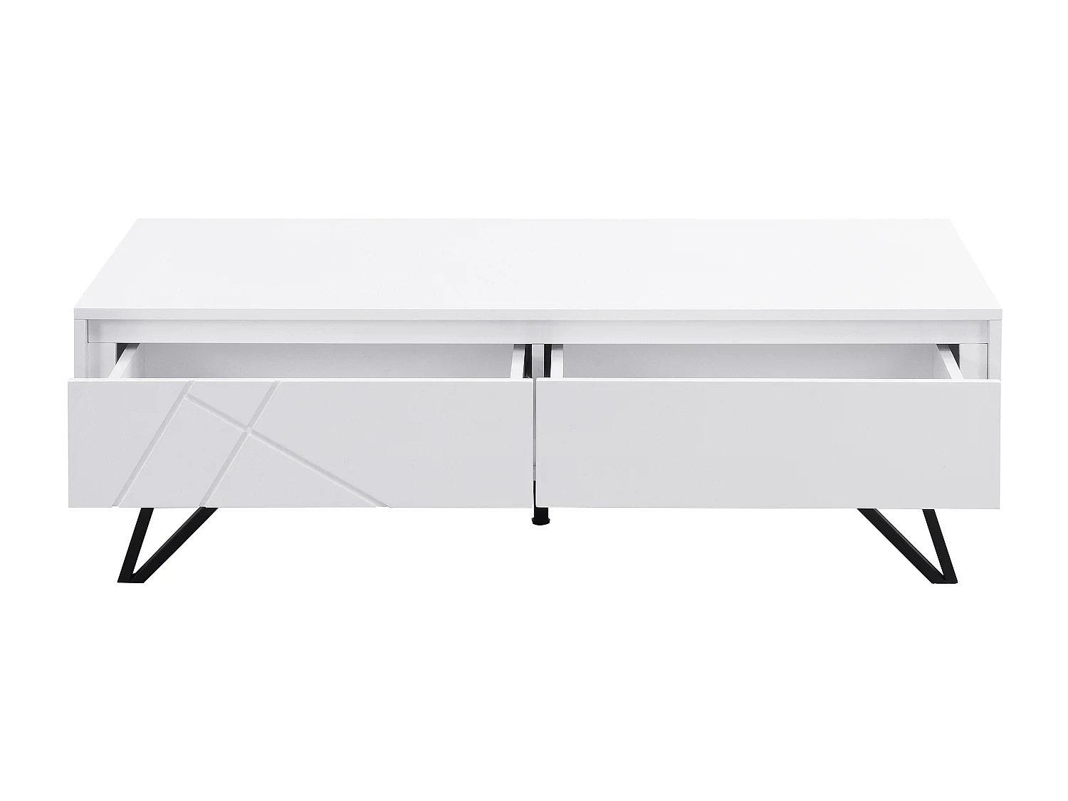 Salontafel met 2 lades met ledverlichting van mdf - Wit gelakt - SALIANO