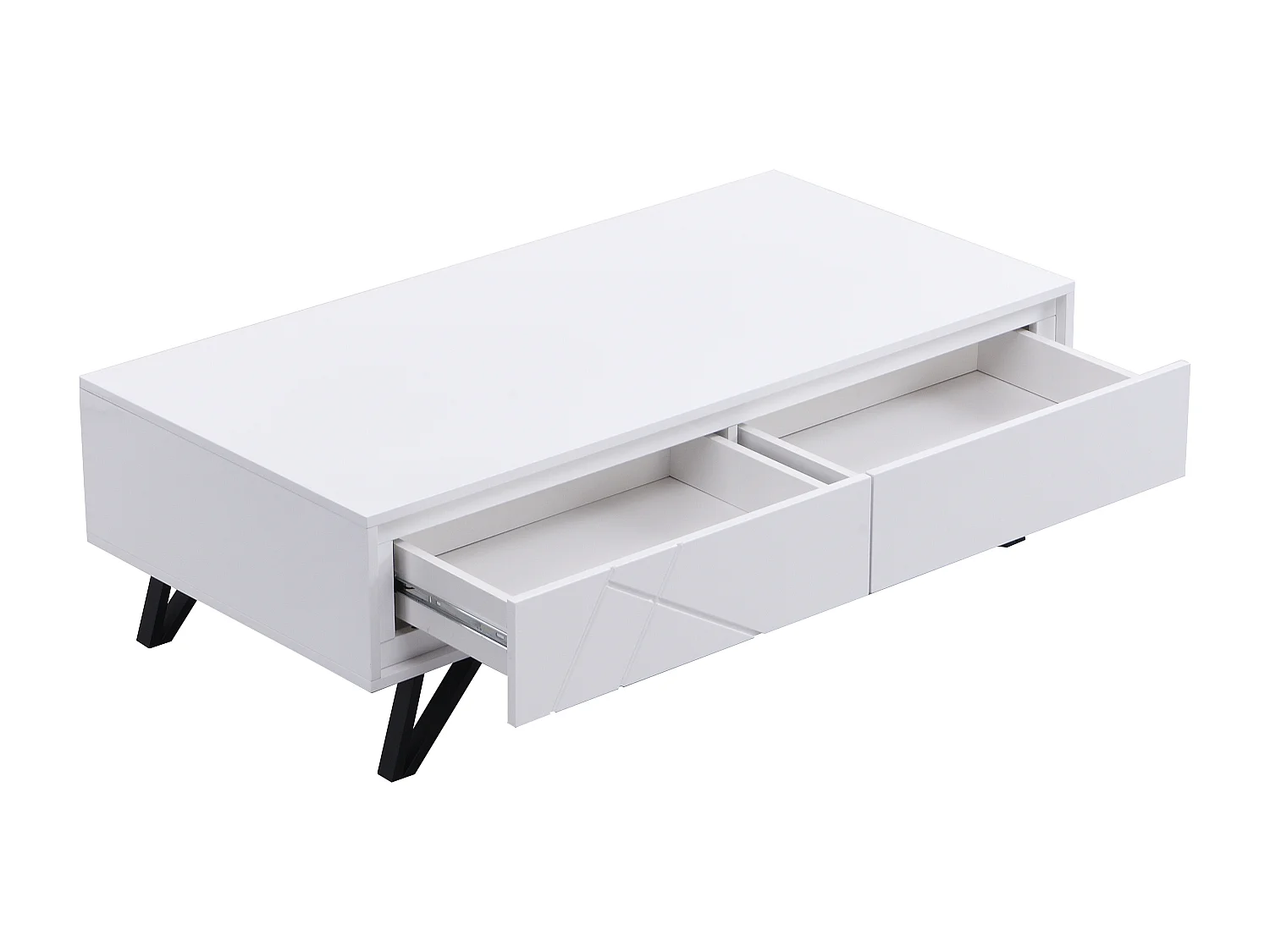 Salontafel met 2 lades met ledverlichting van mdf - Wit gelakt - SALIANO