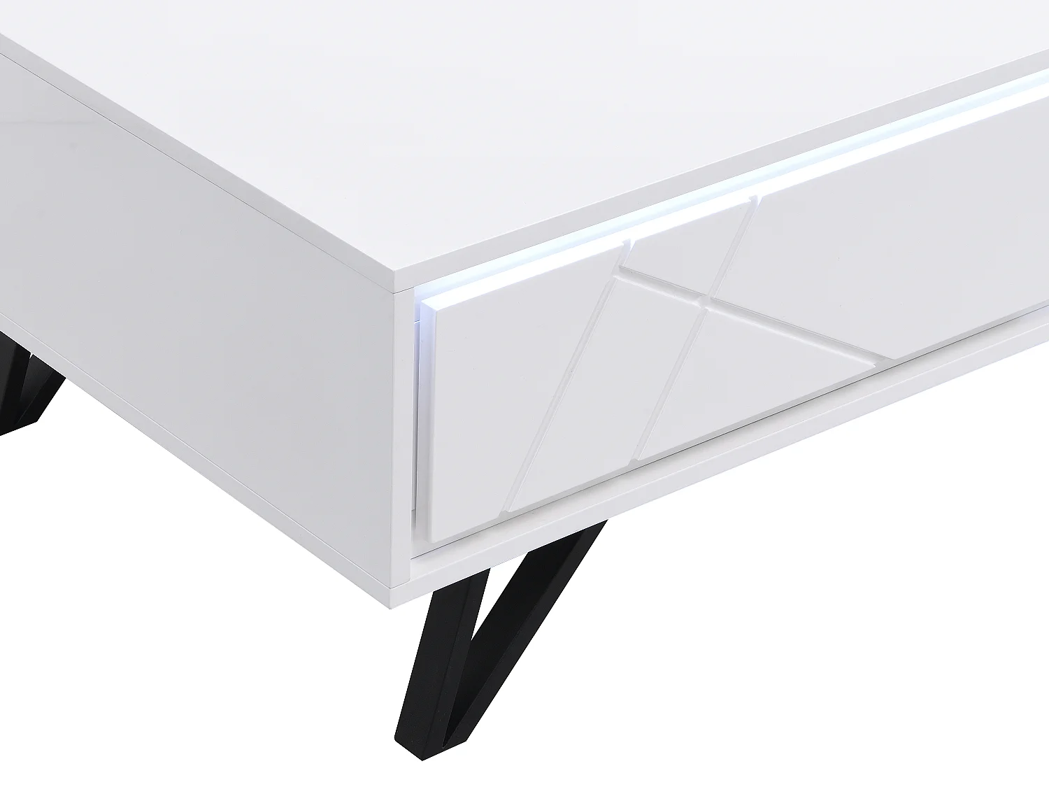 Salontafel met 2 lades met ledverlichting van mdf - Wit gelakt - SALIANO