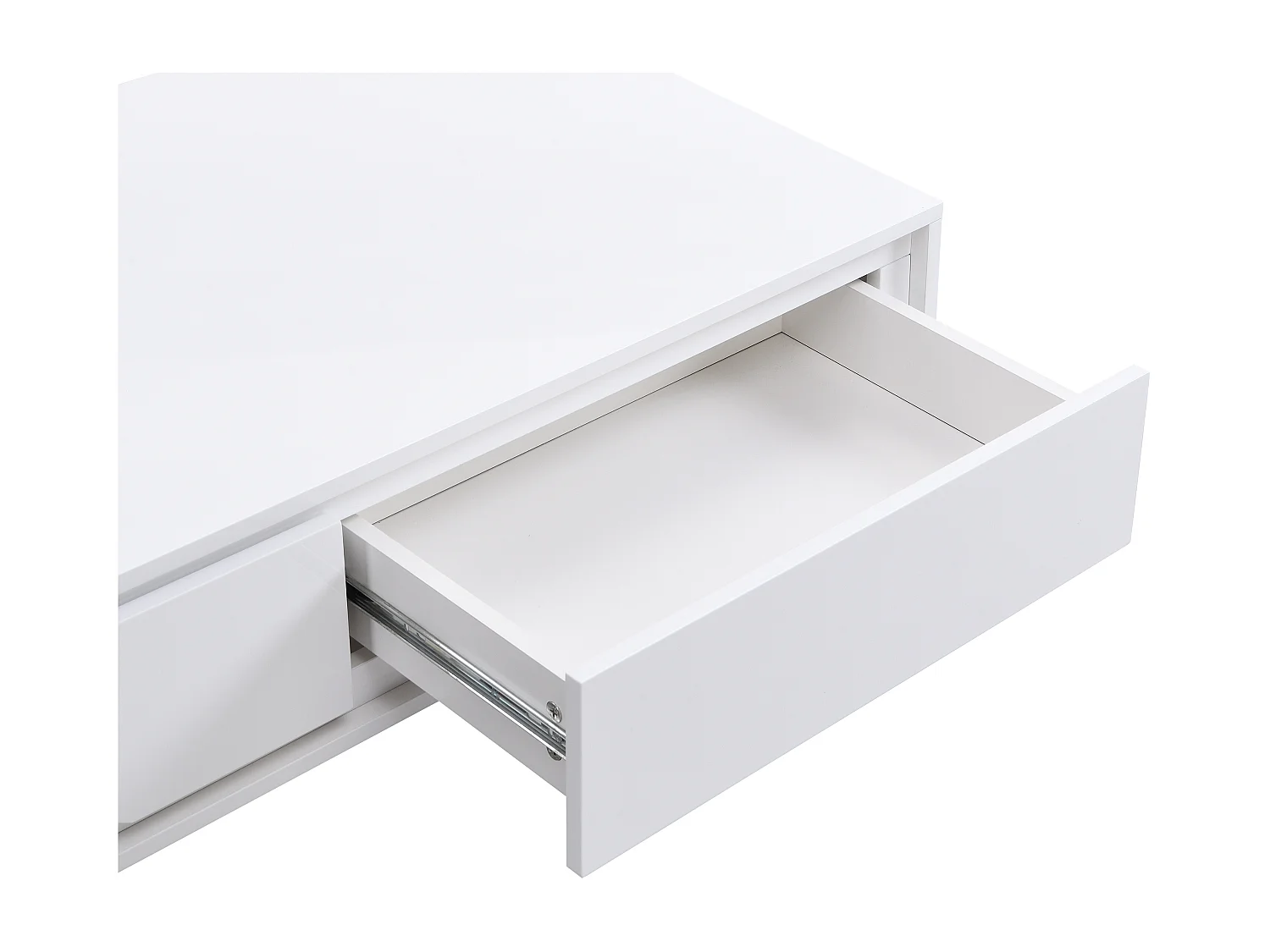 Salontafel met 2 lades met ledverlichting van mdf - Wit gelakt - SALIANO