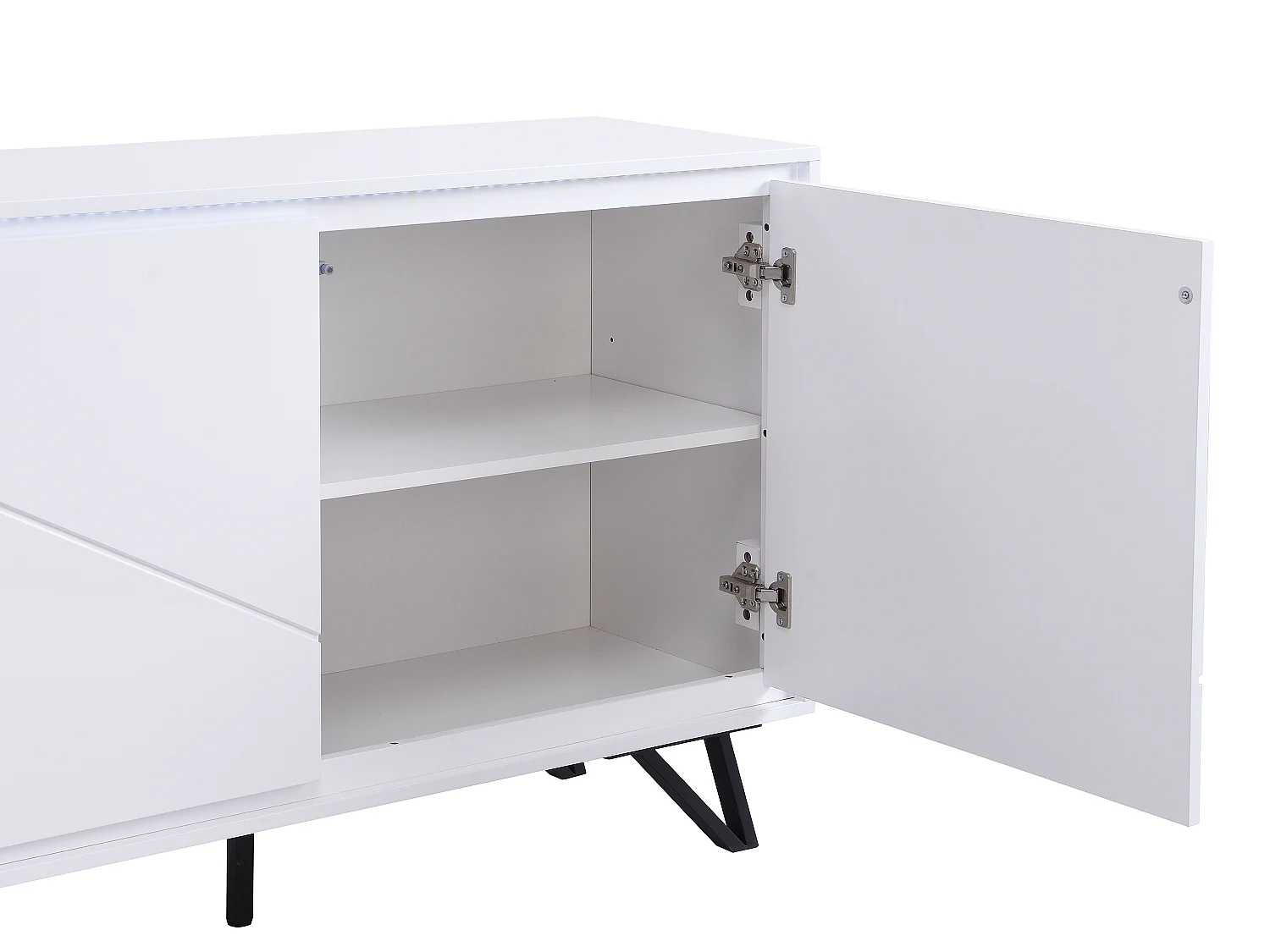 Salontafel met 2 lades met ledverlichting van mdf - Wit gelakt - SALIANO