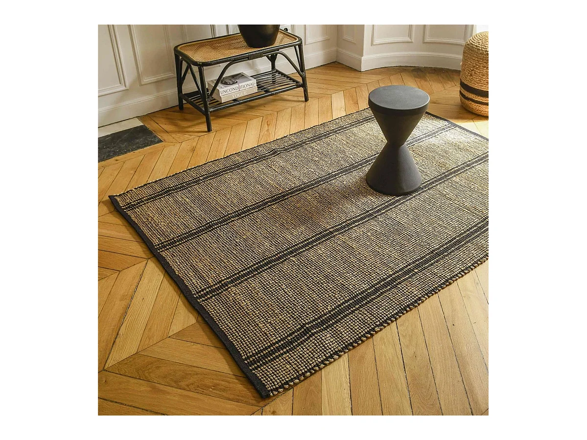 Tapis rectangulaire jute et coton