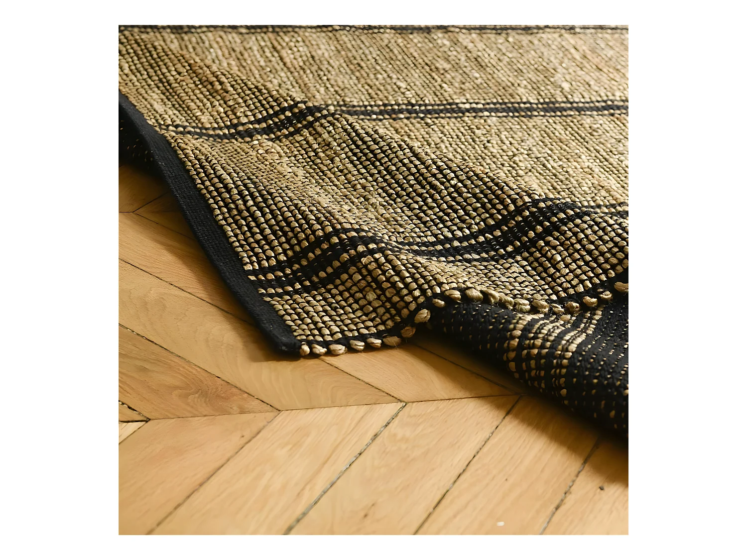 Tapis rectangulaire jute et coton
