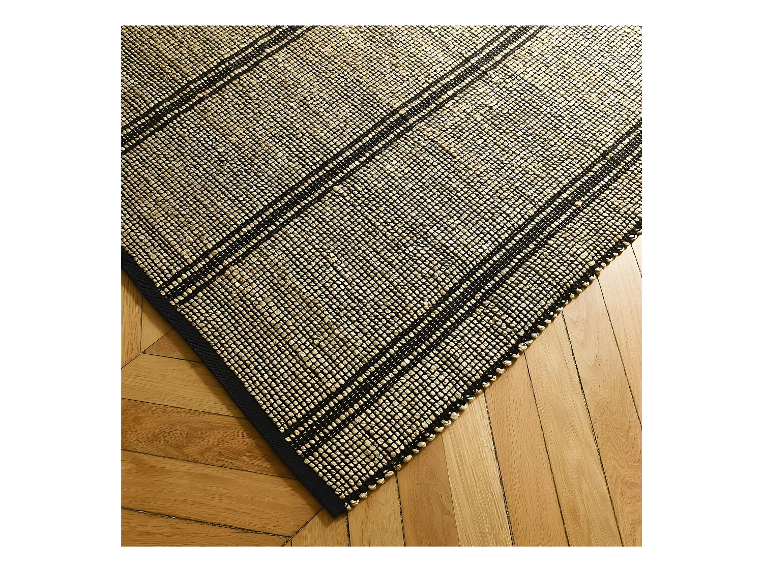 Tapis rectangulaire jute et coton