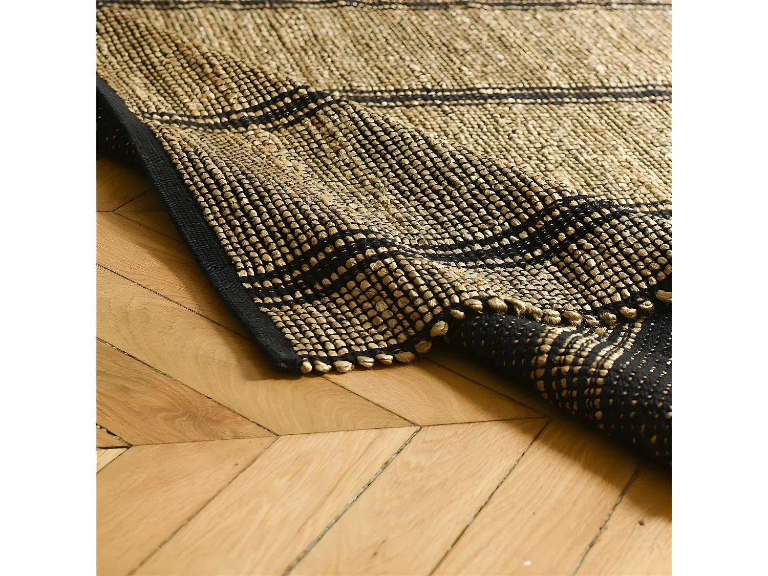 Tapis rectangulaire jute et coton