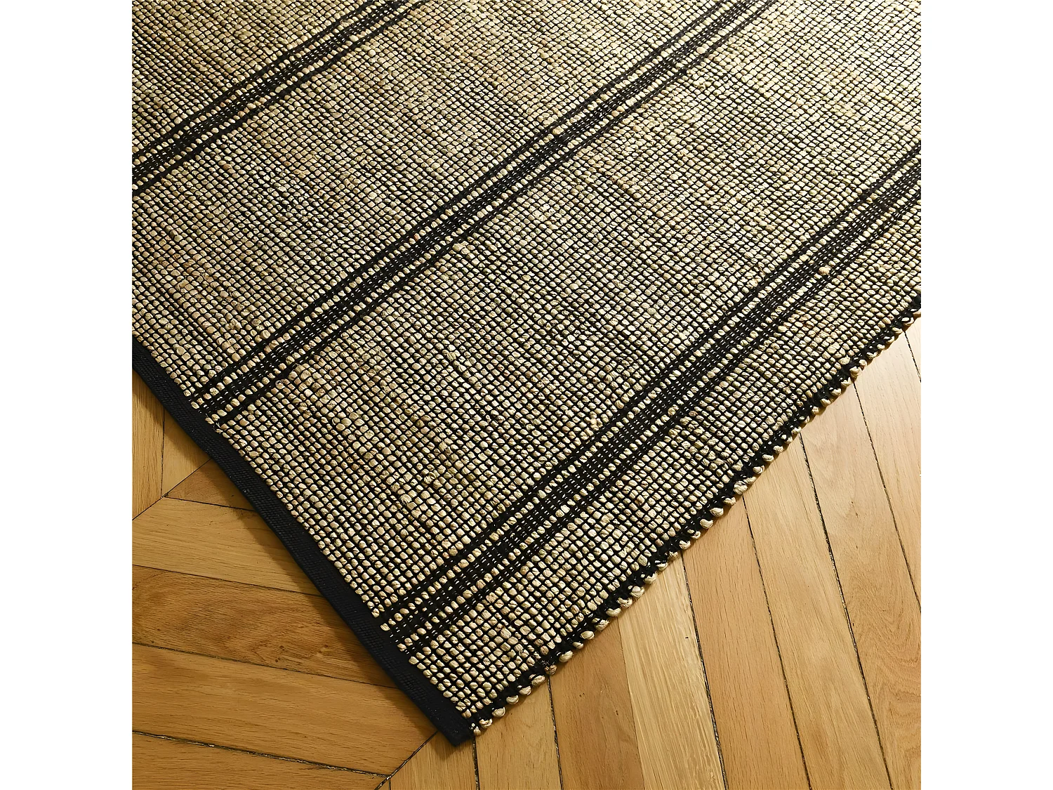 Tapis rectangulaire jute et coton