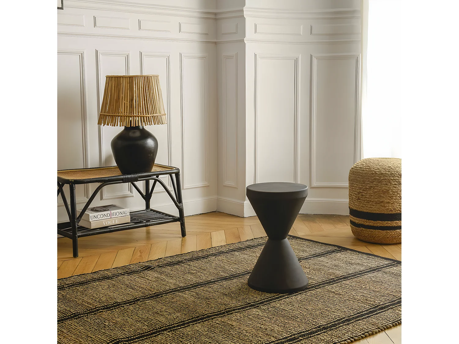 Tapis rectangulaire jute et coton