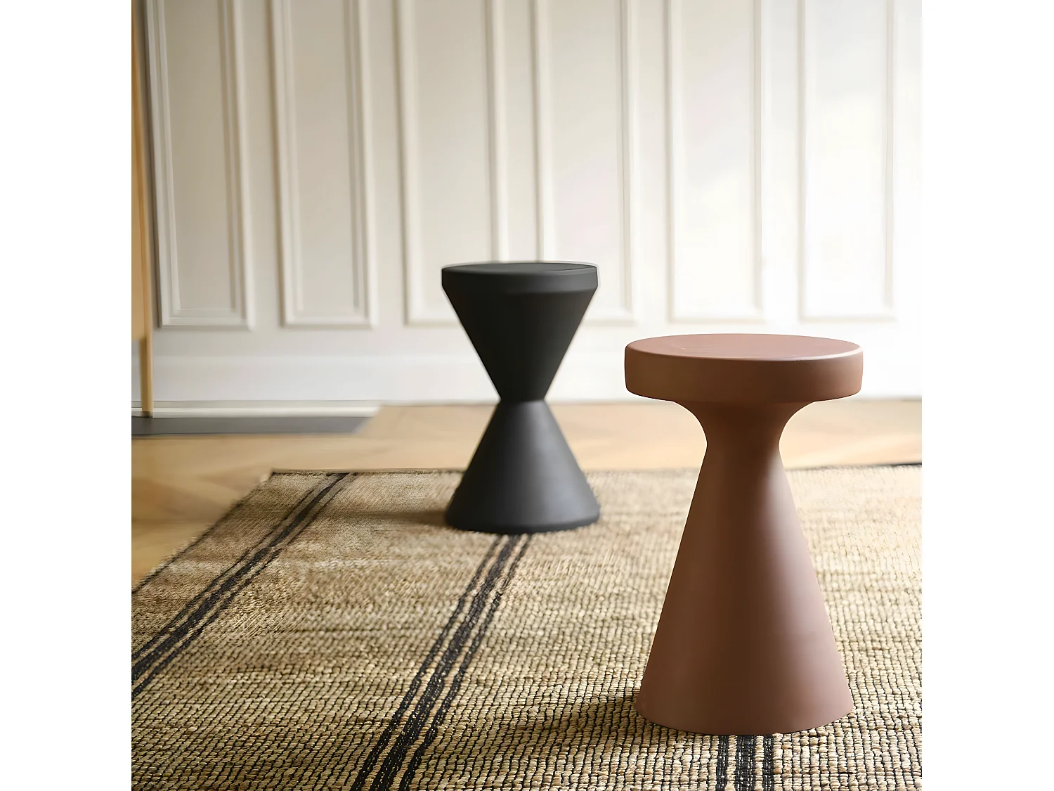 Tapis rectangulaire jute et coton