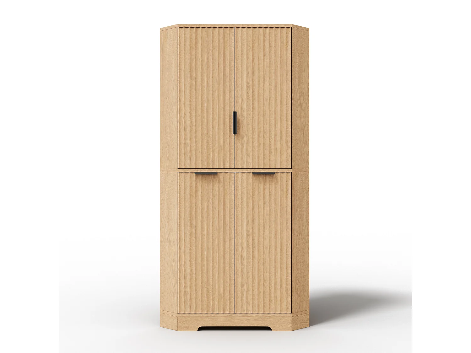 Buffet d'angle avec 4 portes et étagères réglables - Naturel clair 60 × 60 × 172 cm