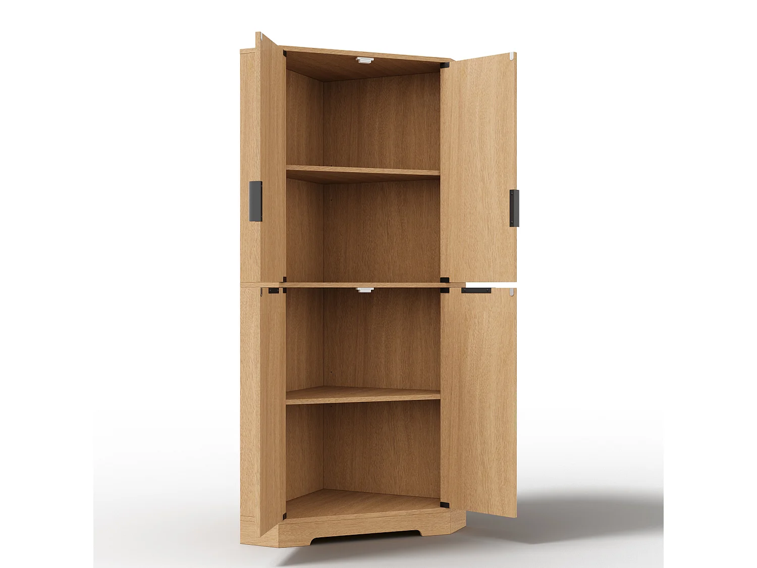 Buffet d'angle avec 4 portes et étagères réglables - Naturel clair 60 × 60 × 172 cm