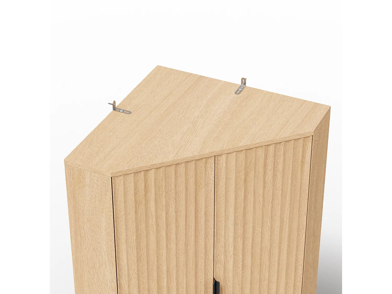 Buffet d'angle avec 4 portes et étagères réglables - Naturel clair 60 × 60 × 172 cm