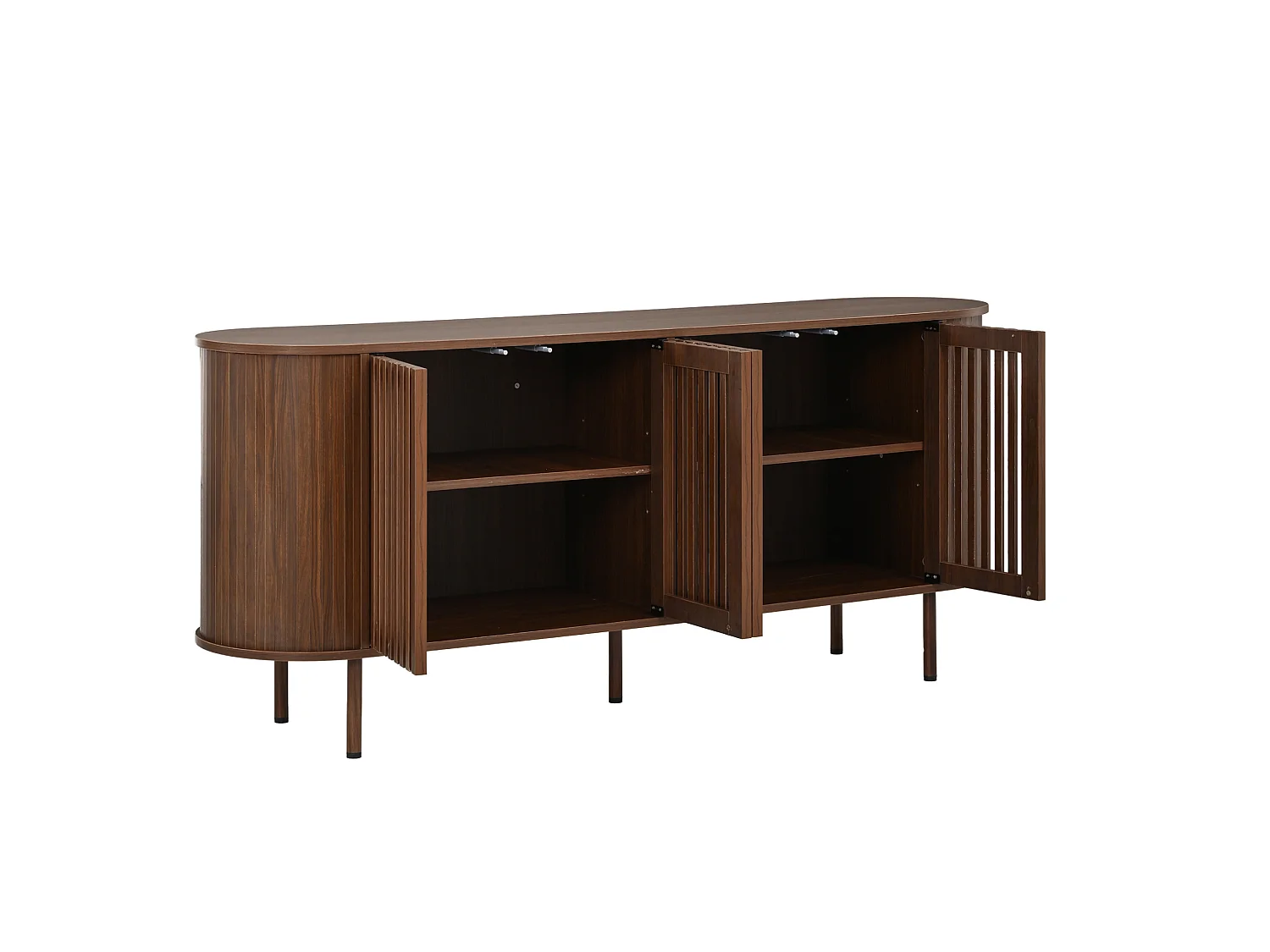 Buffet 160 x 40 x 70 cm avec 4 portes et étagères réglables - Marron