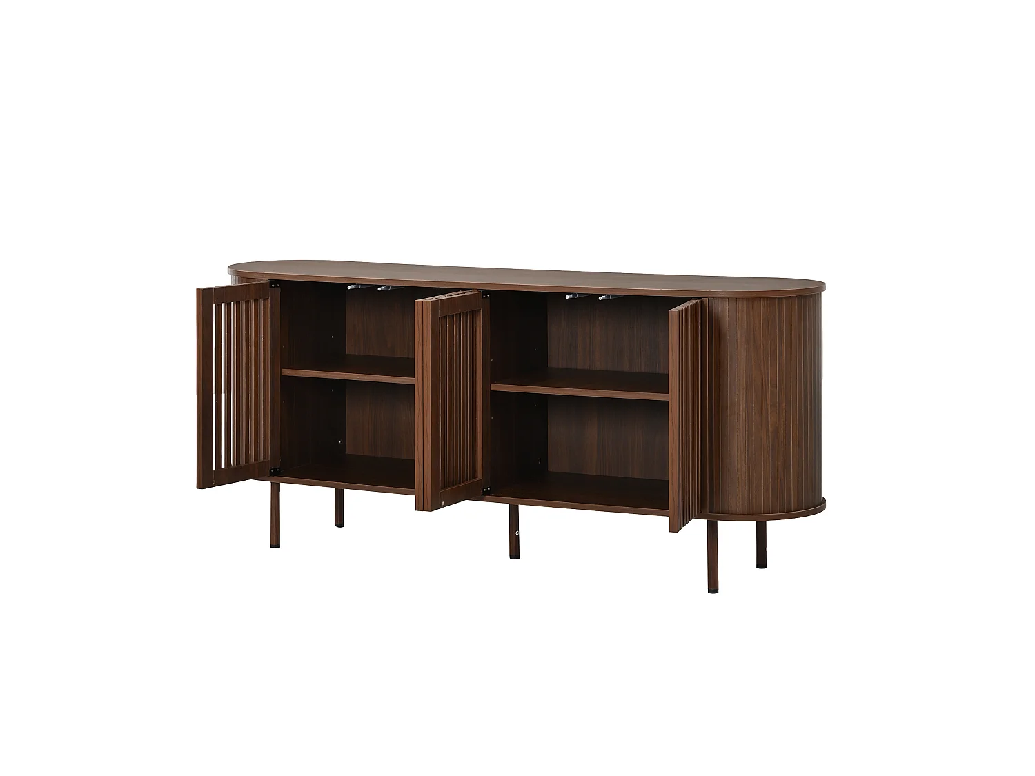 Buffet 160 x 40 x 70 cm avec 4 portes et étagères réglables - Marron