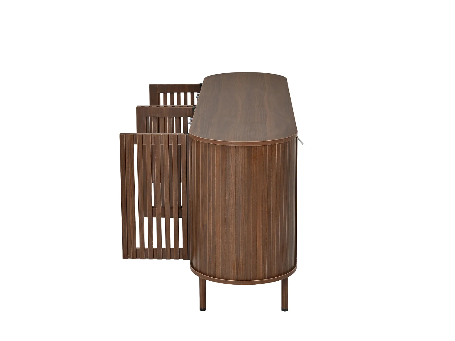 Buffet 160 x 40 x 70 cm avec 4 portes et étagères réglables - Marron