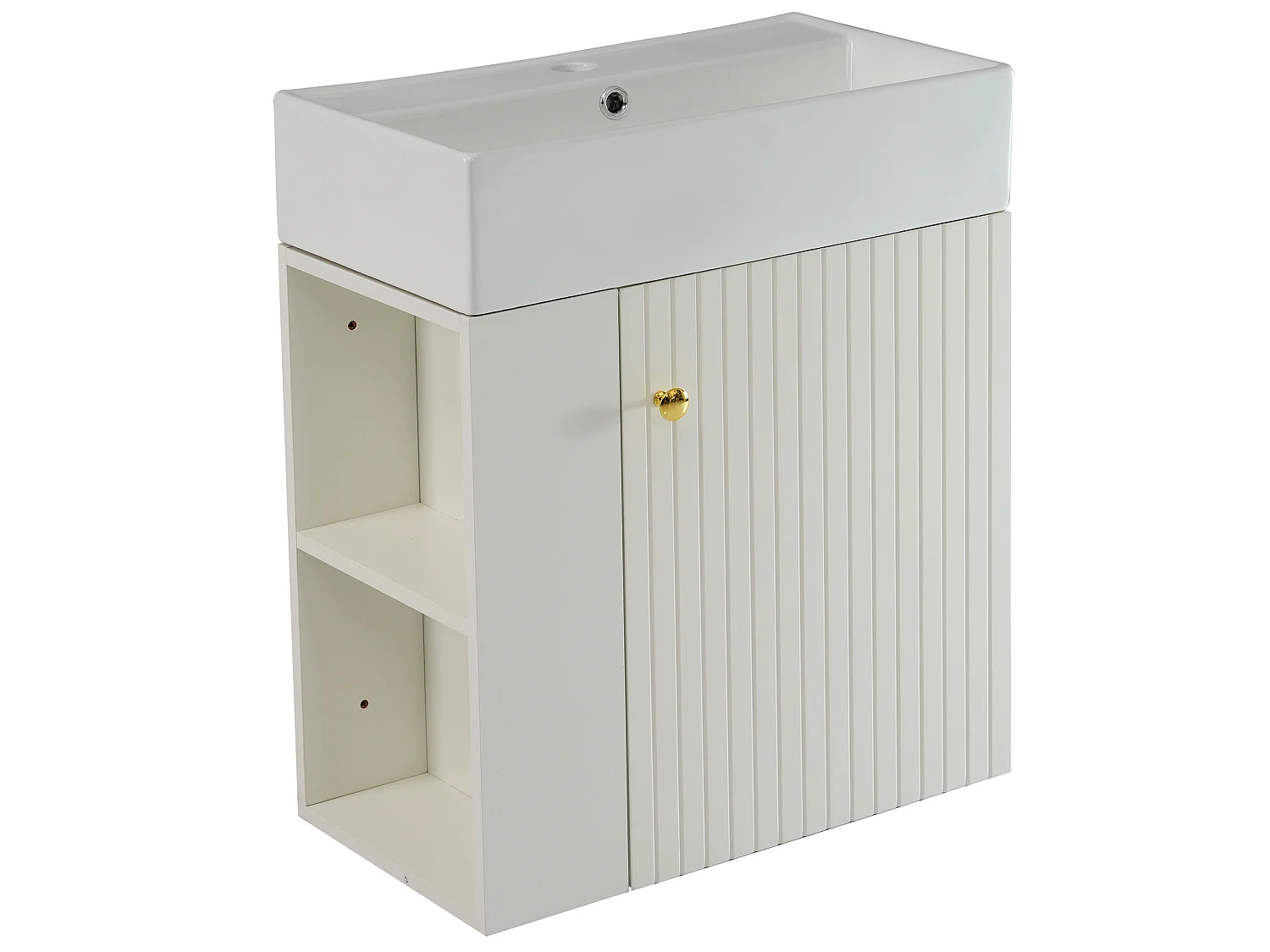 Meuble de salle de bain suspendu avec vasque à encastrer - Blanc - 55 cm