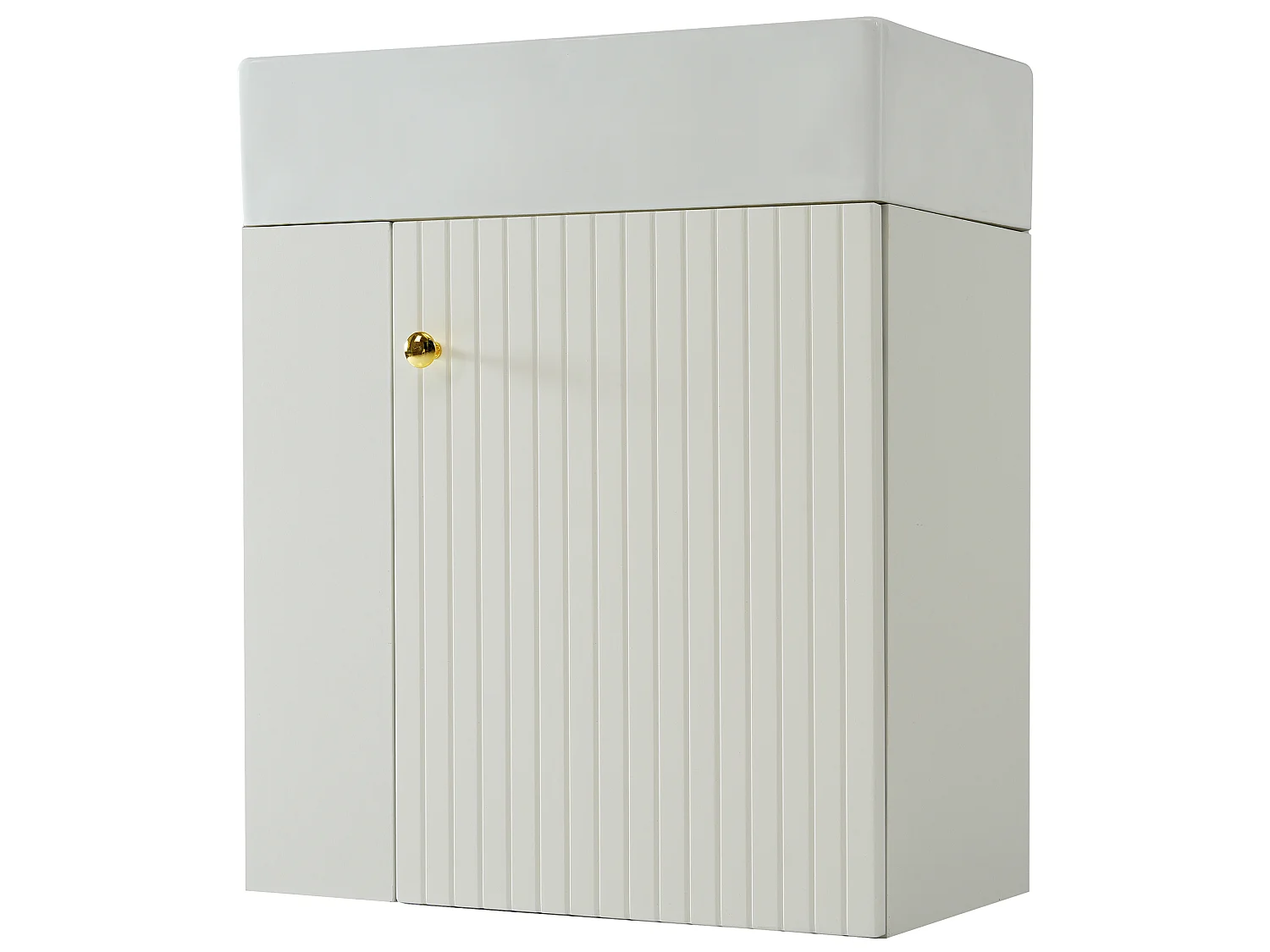 Meuble de salle de bain suspendu avec vasque à encastrer - Blanc - 55 cm