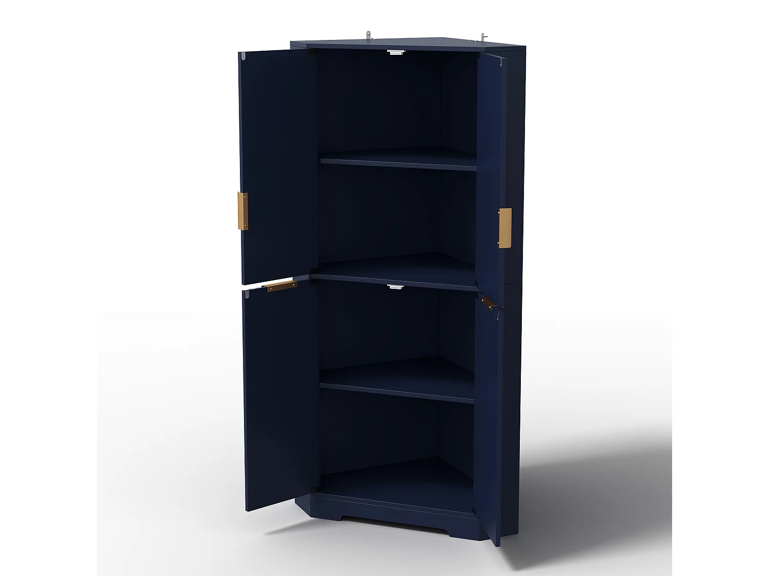 Buffet d'angle avec 4 portes et étagères réglables - Bleu 60 × 60 × 172 cm
