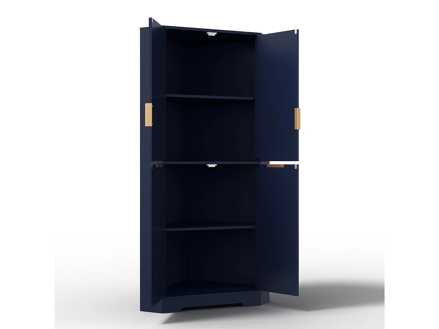 Buffet d'angle avec 4 portes et étagères réglables - Bleu 60 × 60 × 172 cm