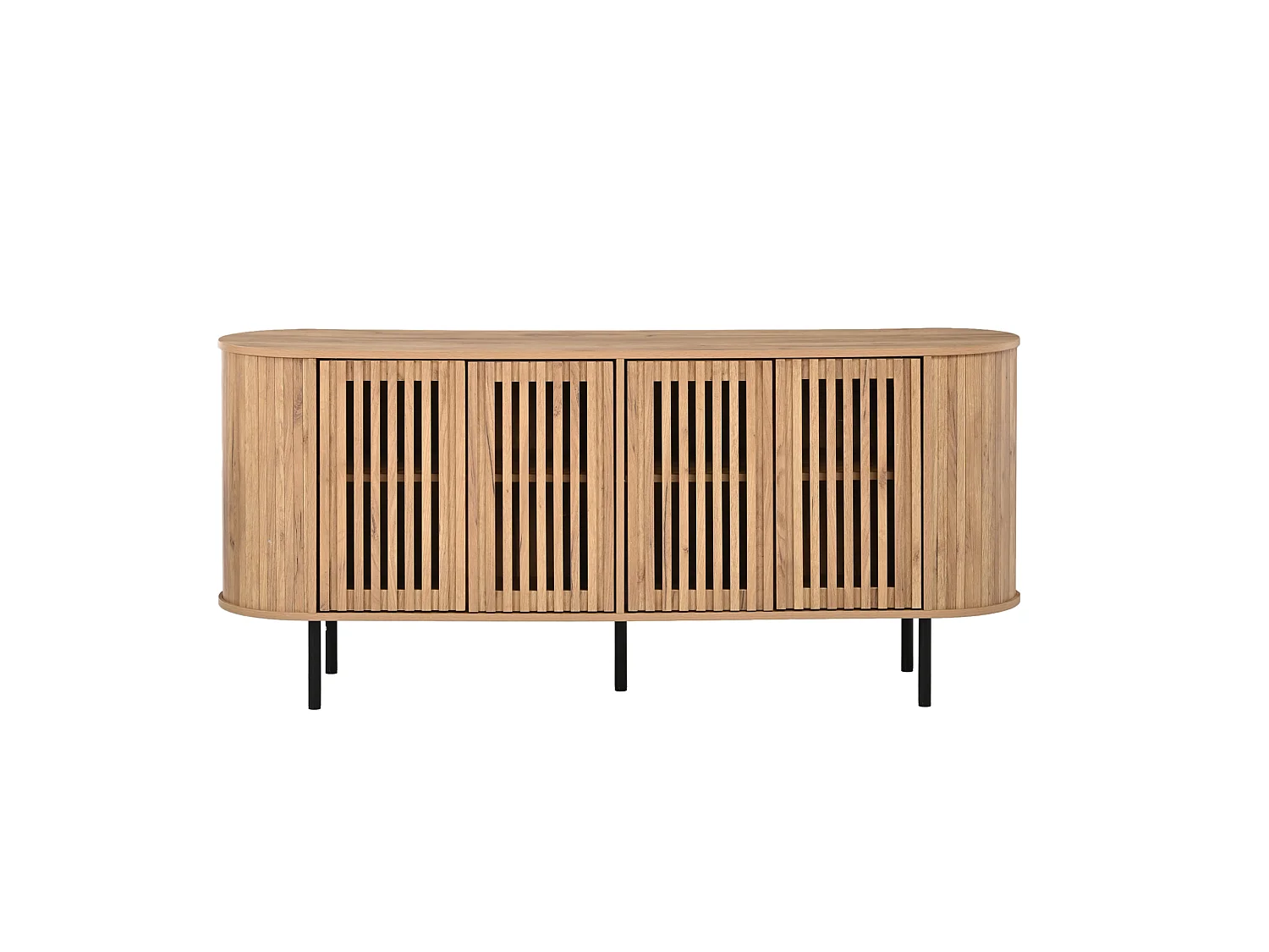 Skänk 160 x 40 x 70 cm med 4 dörrar och justerbara hyllor - Träfärg