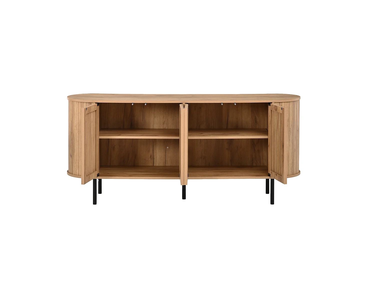 Skänk 160 x 40 x 70 cm med 4 dörrar och justerbara hyllor - Träfärg