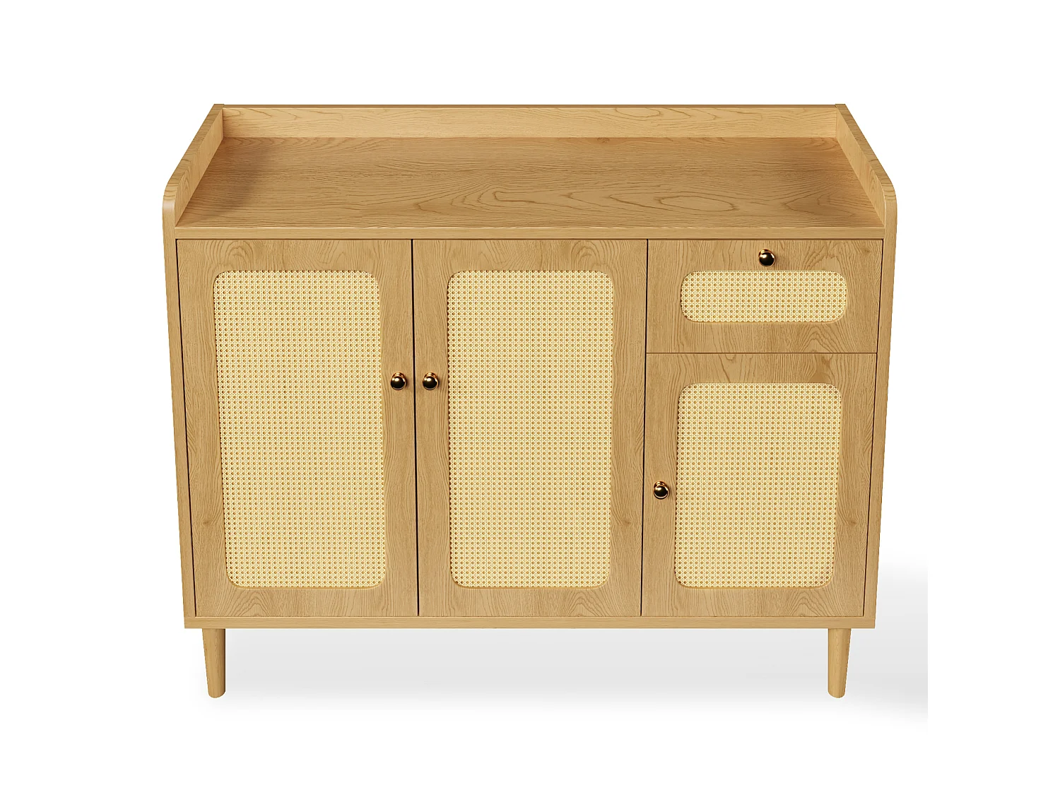 Buffet en rotin tressé avec 3 portes et 1 tiroir - Naturel clair