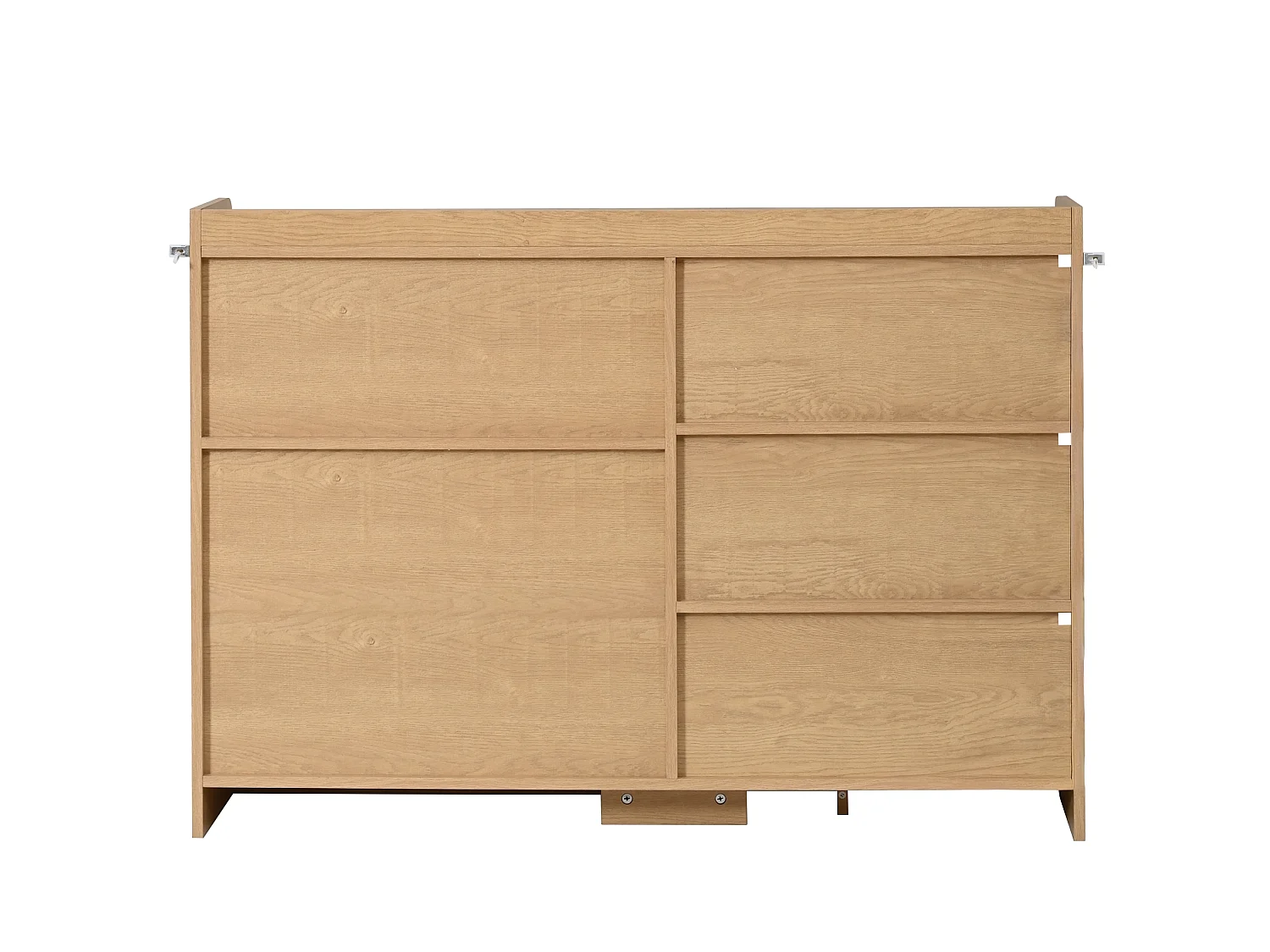 Retro dressoir (120 cm) met dambordvormige wijnvakken, ledverlichting en glazen deuren – Lichte natuurlijke afwerking