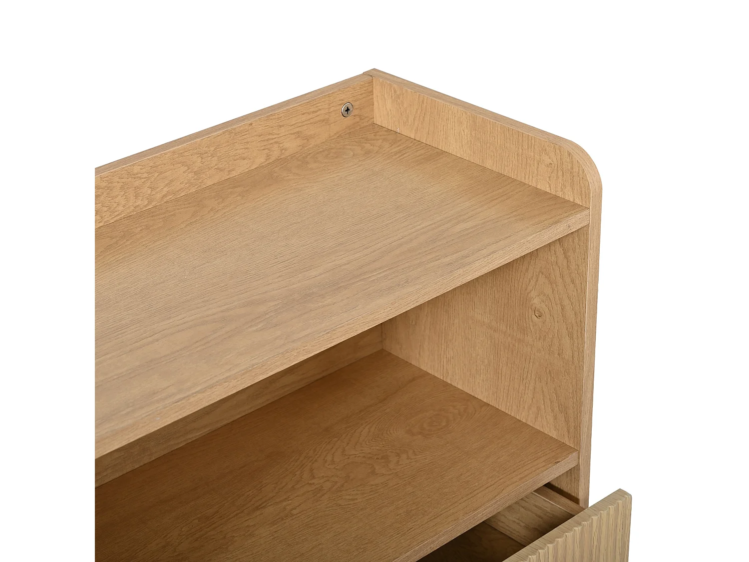 Retro dressoir (120 cm) met dambordvormige wijnvakken, ledverlichting en glazen deuren – Lichte natuurlijke afwerking