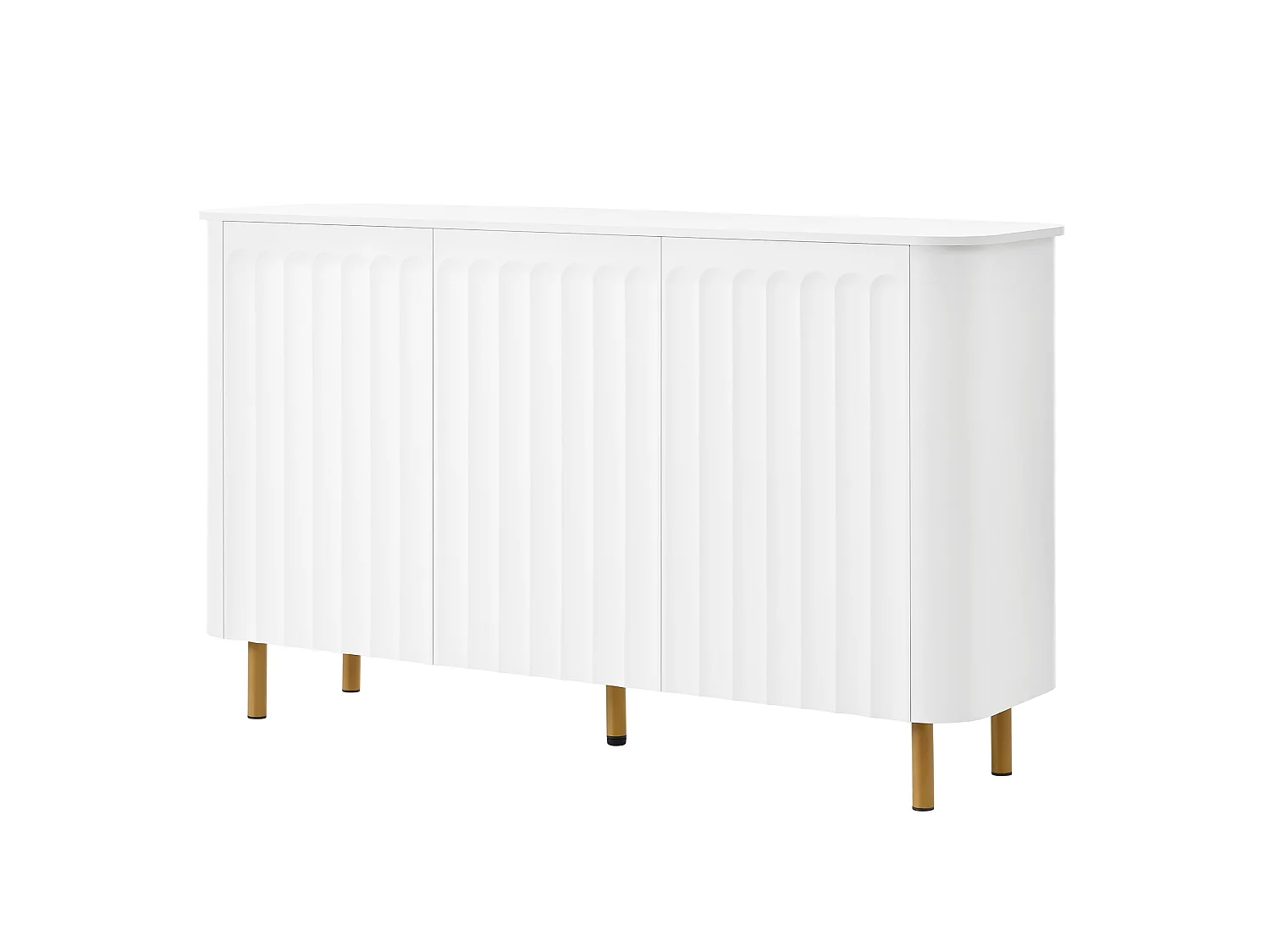 Buffet em MDF com 3 portas e pés em metal – Sem puxadores – Branco