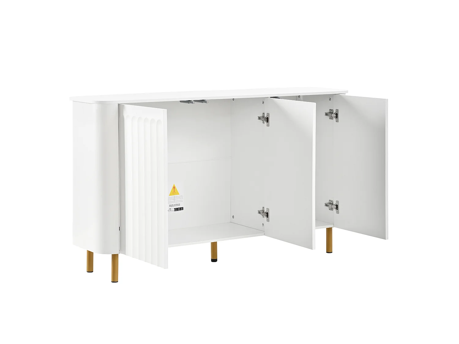 Buffet em MDF com 3 portas e pés em metal – Sem puxadores – Branco