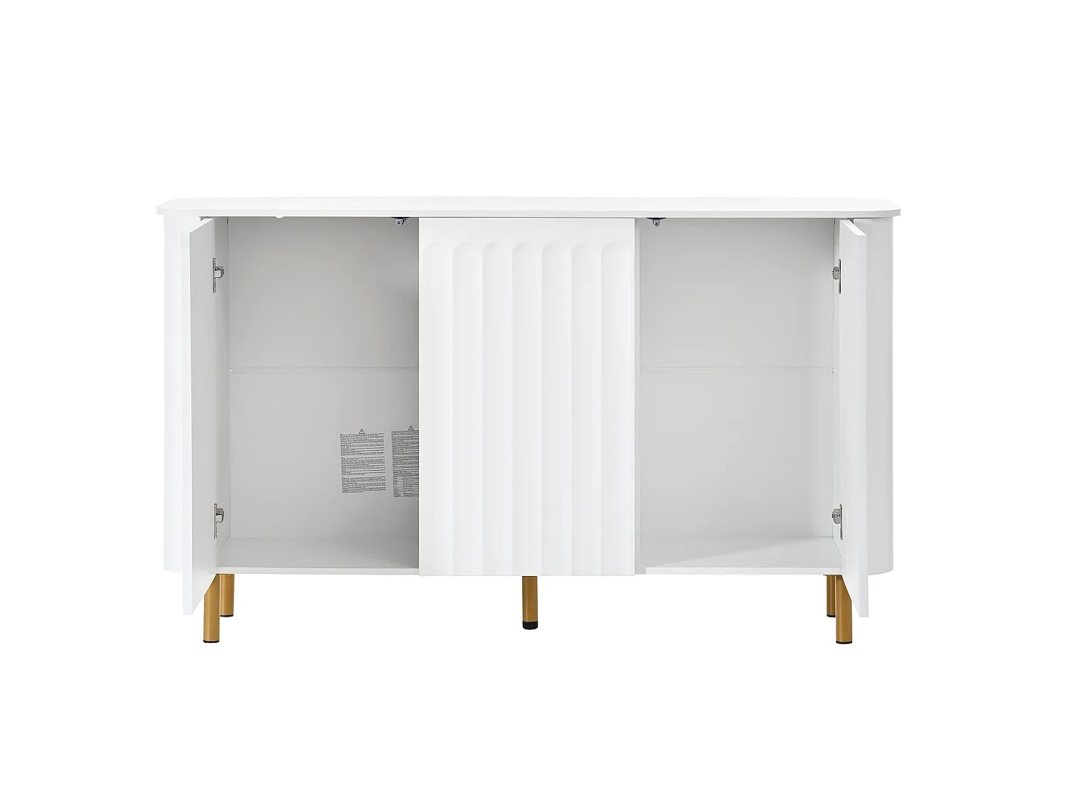 Buffet em MDF com 3 portas e pés em metal – Sem puxadores – Branco