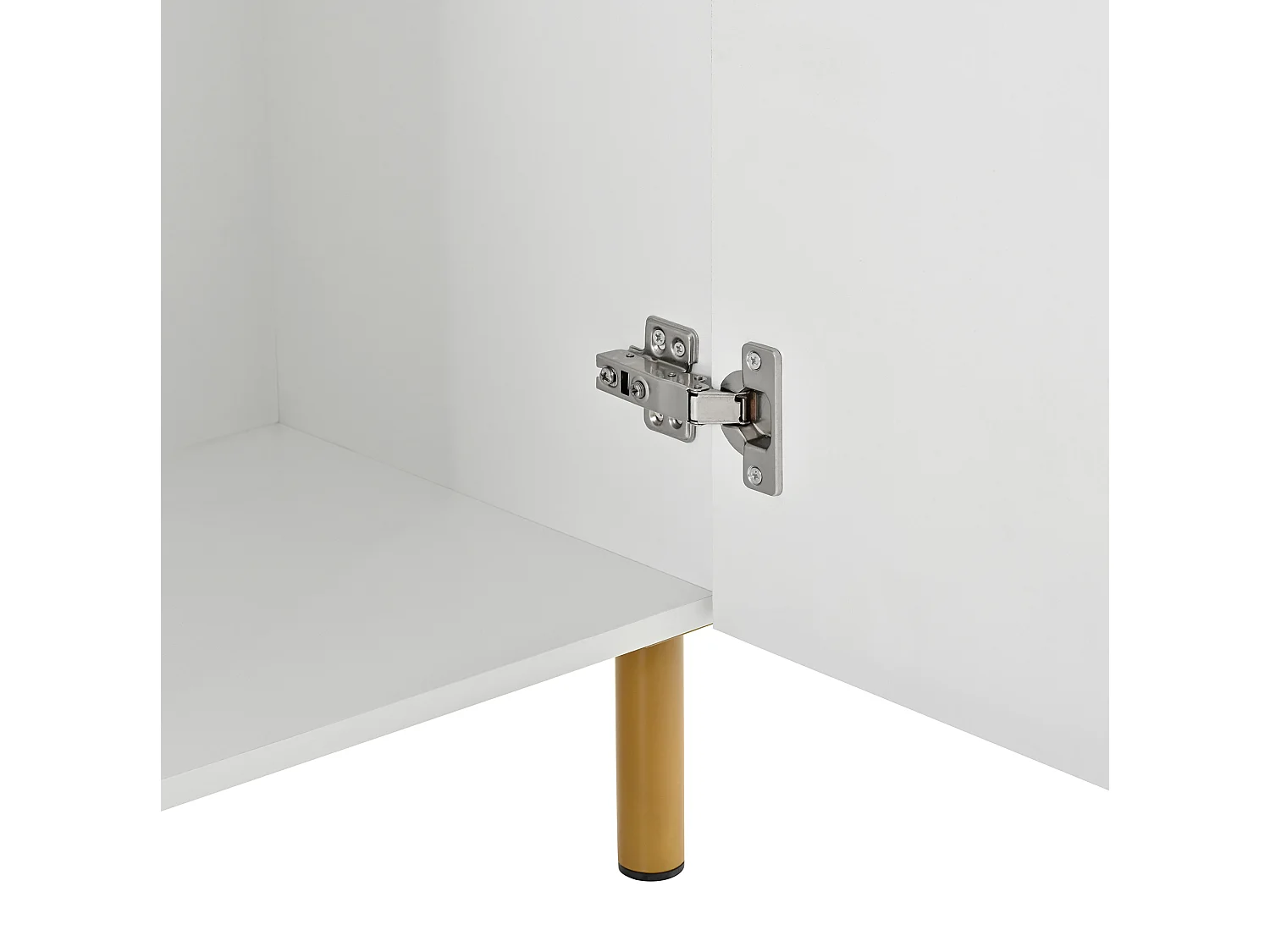 Buffet em MDF com 3 portas e pés em metal – Sem puxadores – Branco