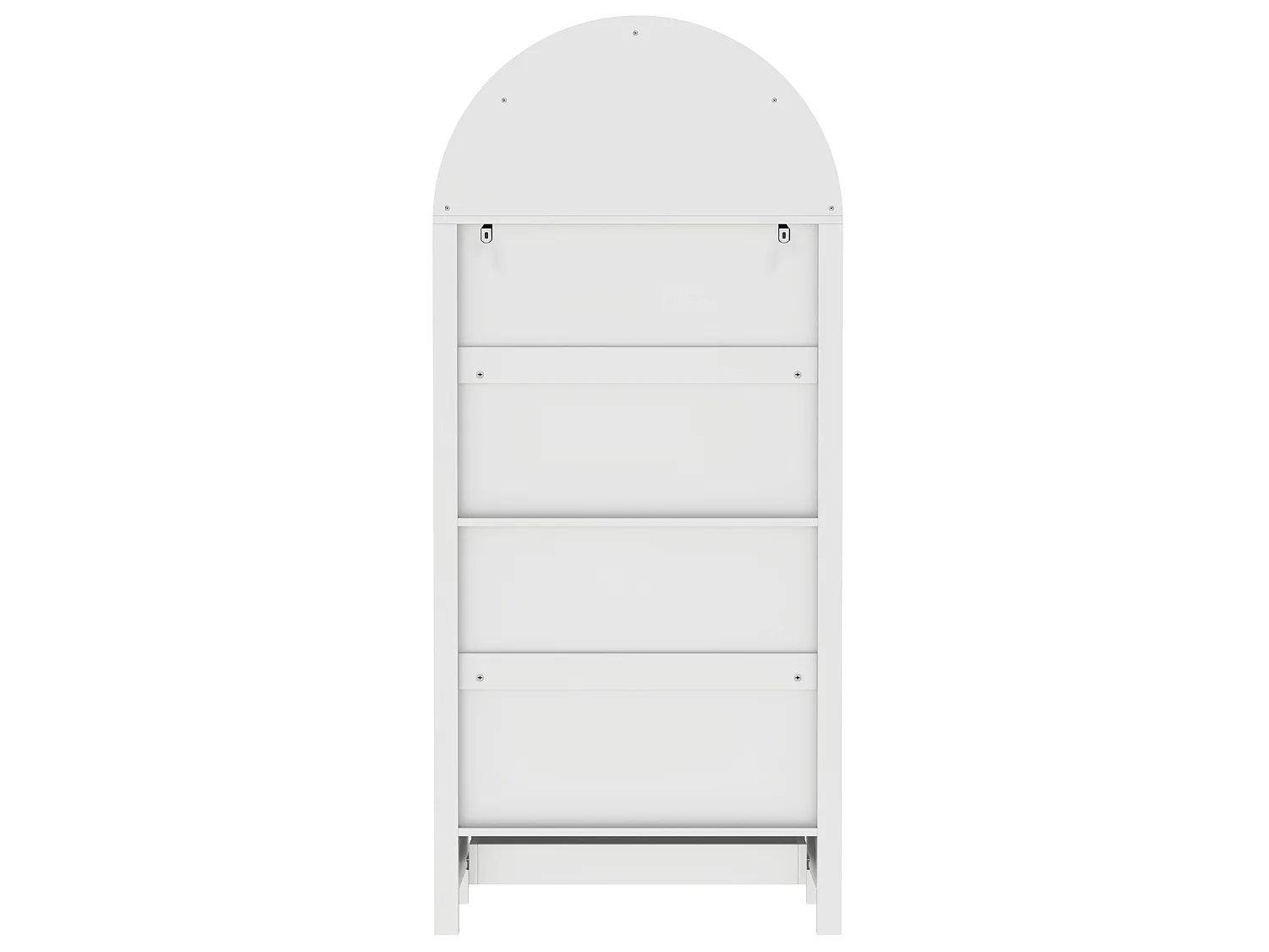 Buffet alto com design arredondado, várias prateleiras e uma gaveta – Branco