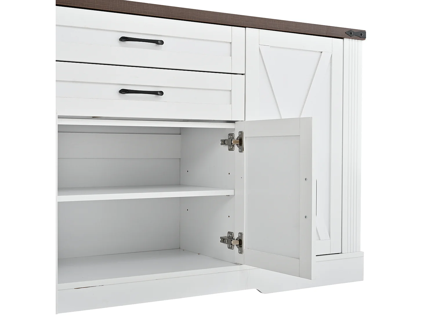 Buffet avec 4 portes et 2 tiroirs - Blanc et marron 160 x 39 x 81,5 cm