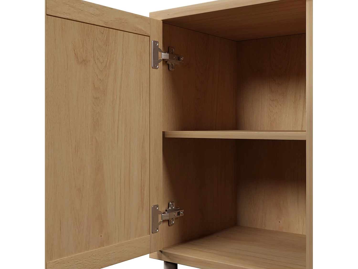 Buffet 120x40x75 cm avec 2 portes et 3 tiroirs - Pieds en métal - Naturel clair