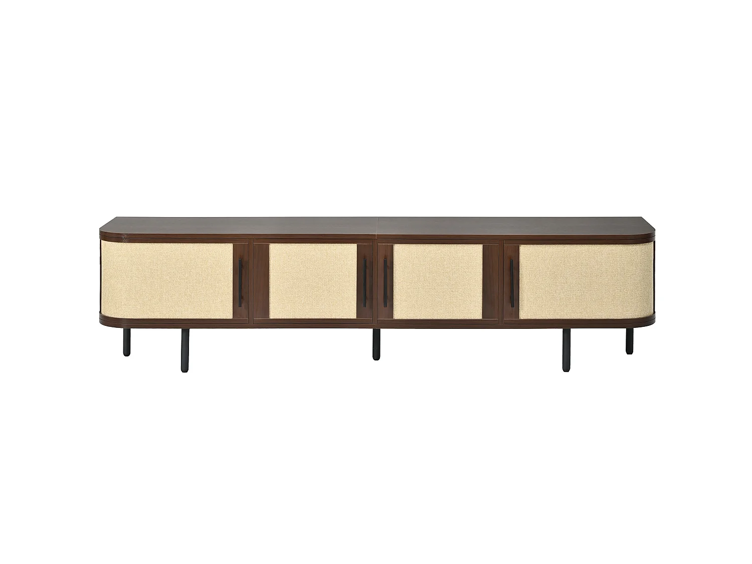 Ensemble buffet et meuble TV avec façade tressée - Marron