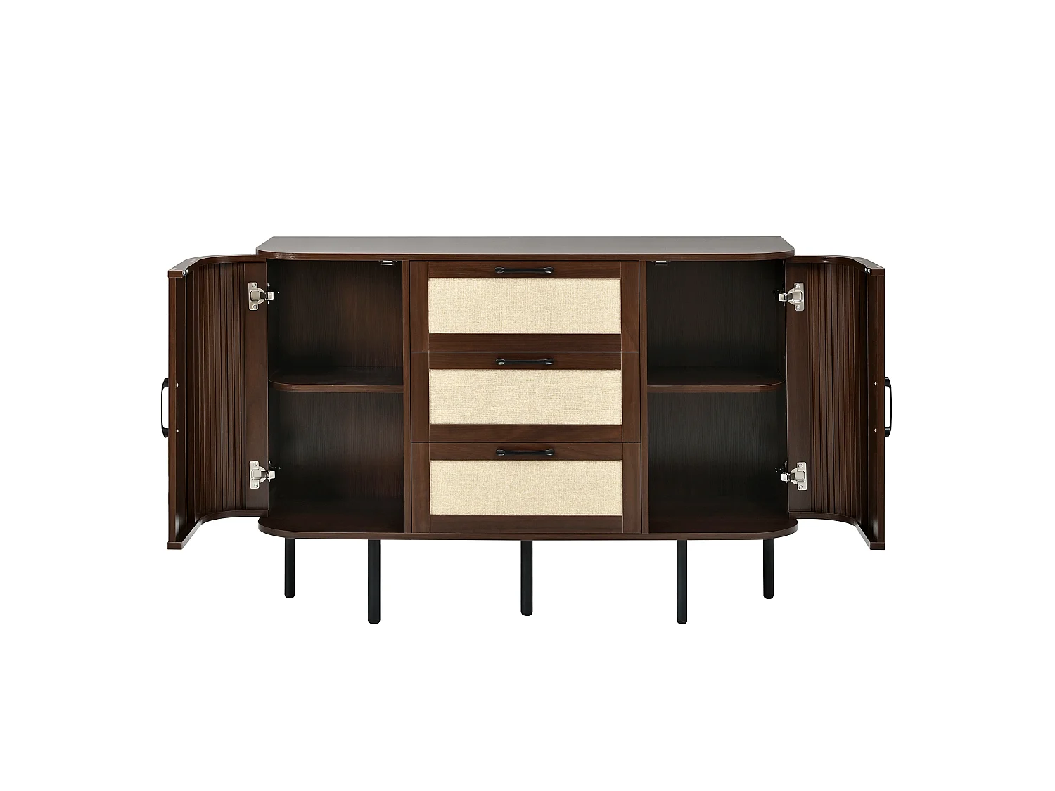 Ensemble buffet et meuble TV avec façade tressée - Marron
