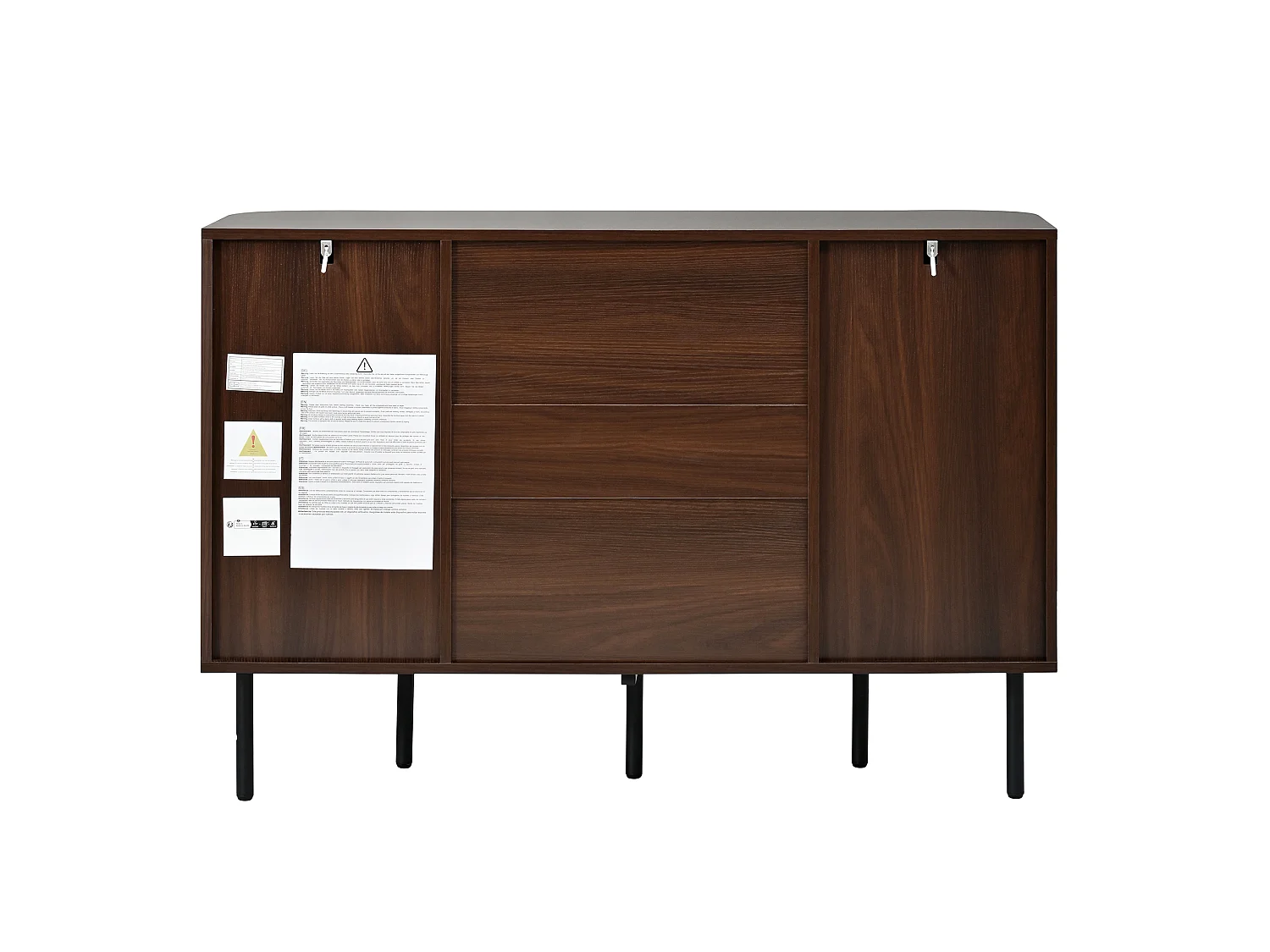 Ensemble buffet et meuble TV avec façade tressée - Marron