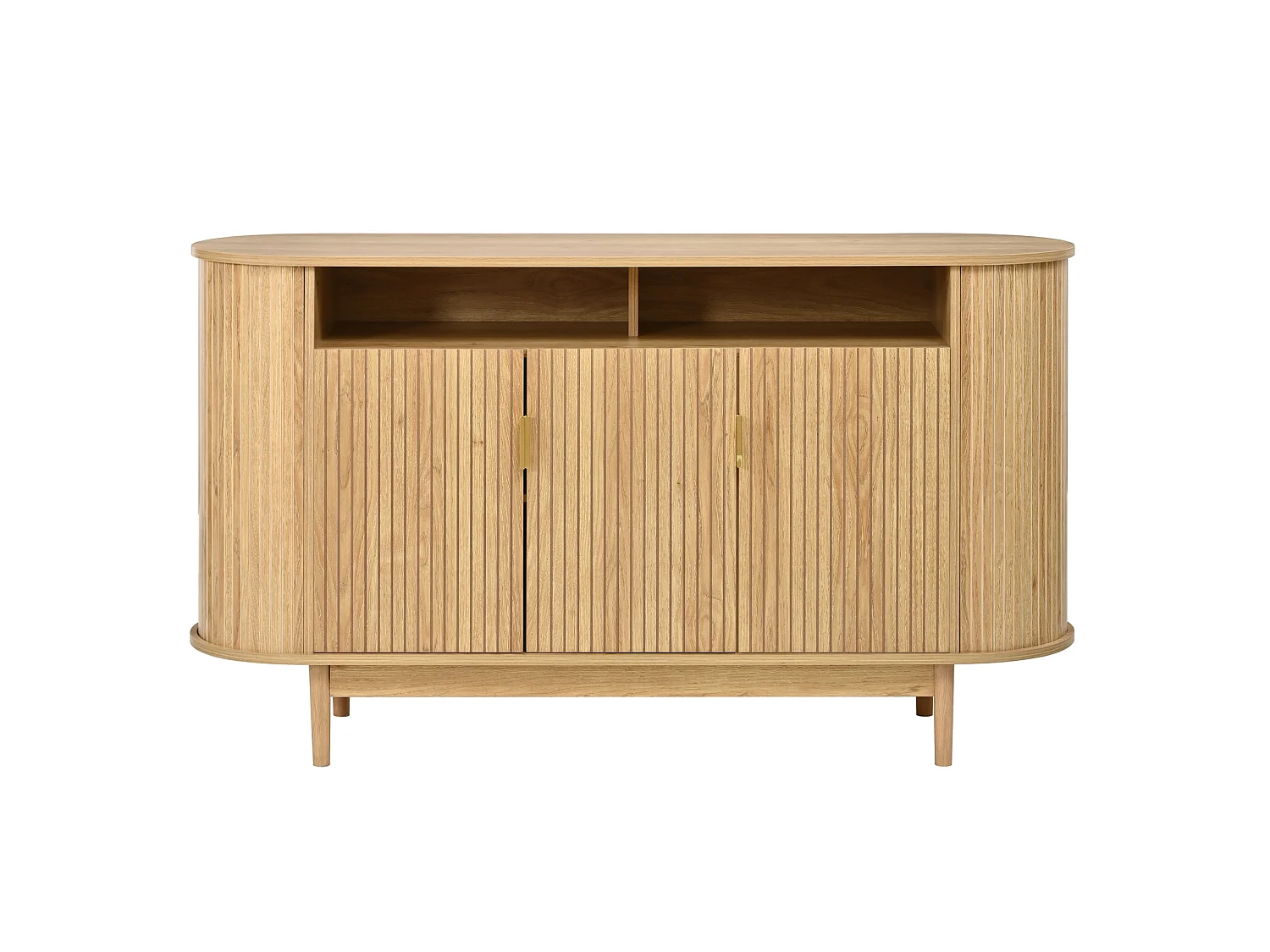 Buffet avec 3 portes à lignes verticales - Naturel clair 140 x 40 x 78 cm
