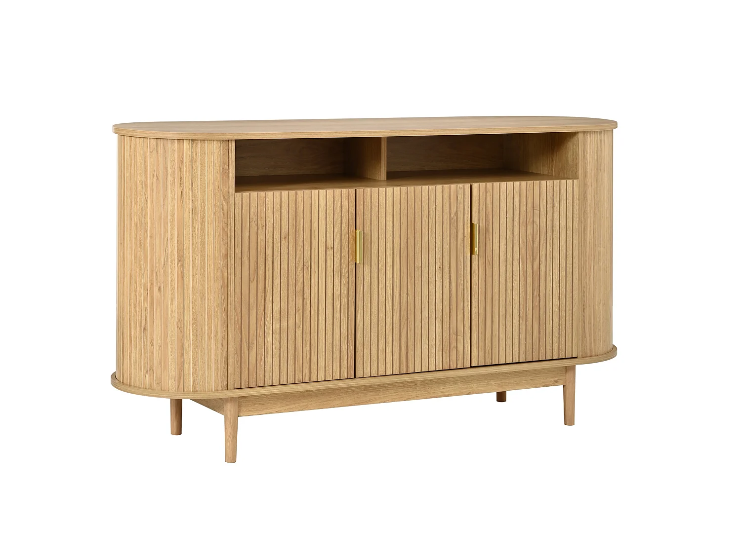 Buffet avec 3 portes à lignes verticales - Naturel clair 140 x 40 x 78 cm