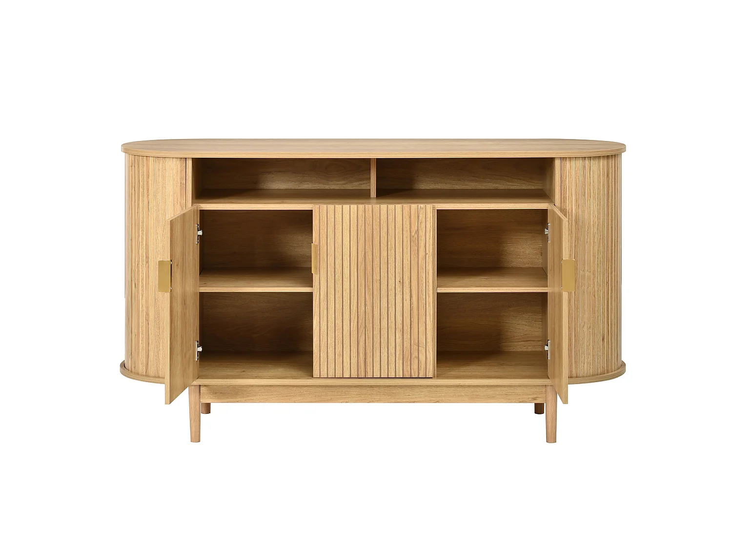 Buffet avec 3 portes à lignes verticales - Naturel clair 140 x 40 x 78 cm